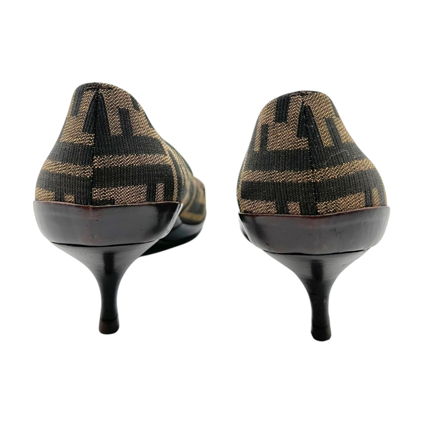 Fendi Brown Zucca Monogram Kitten Heels