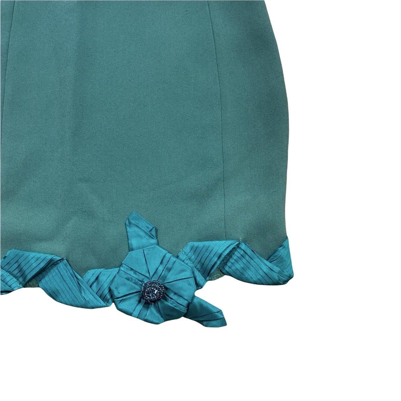 Moschino Green Mini Dress With Ruffle Detailing