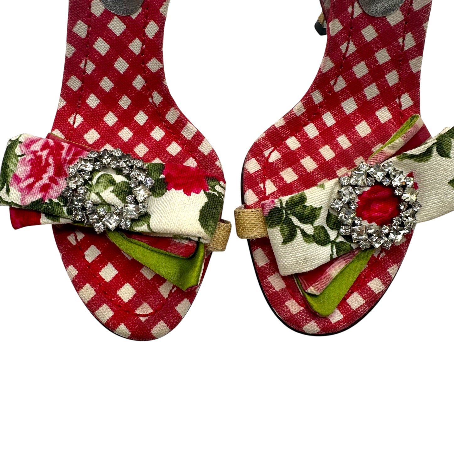 Dolce & Gabbana Gingham & Python Crystal Embellished Heels