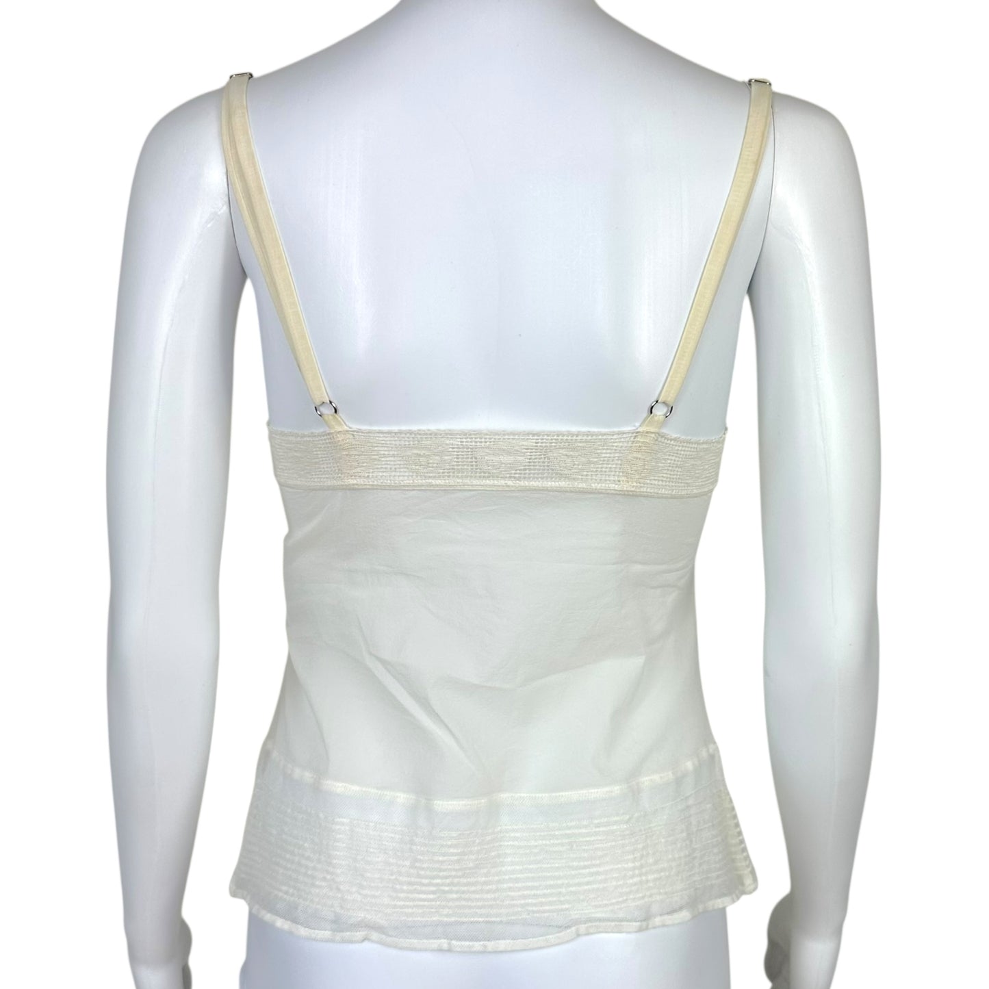 Christian Dior Ivory Semi-Sheer Silk Blend Pointelle Cami