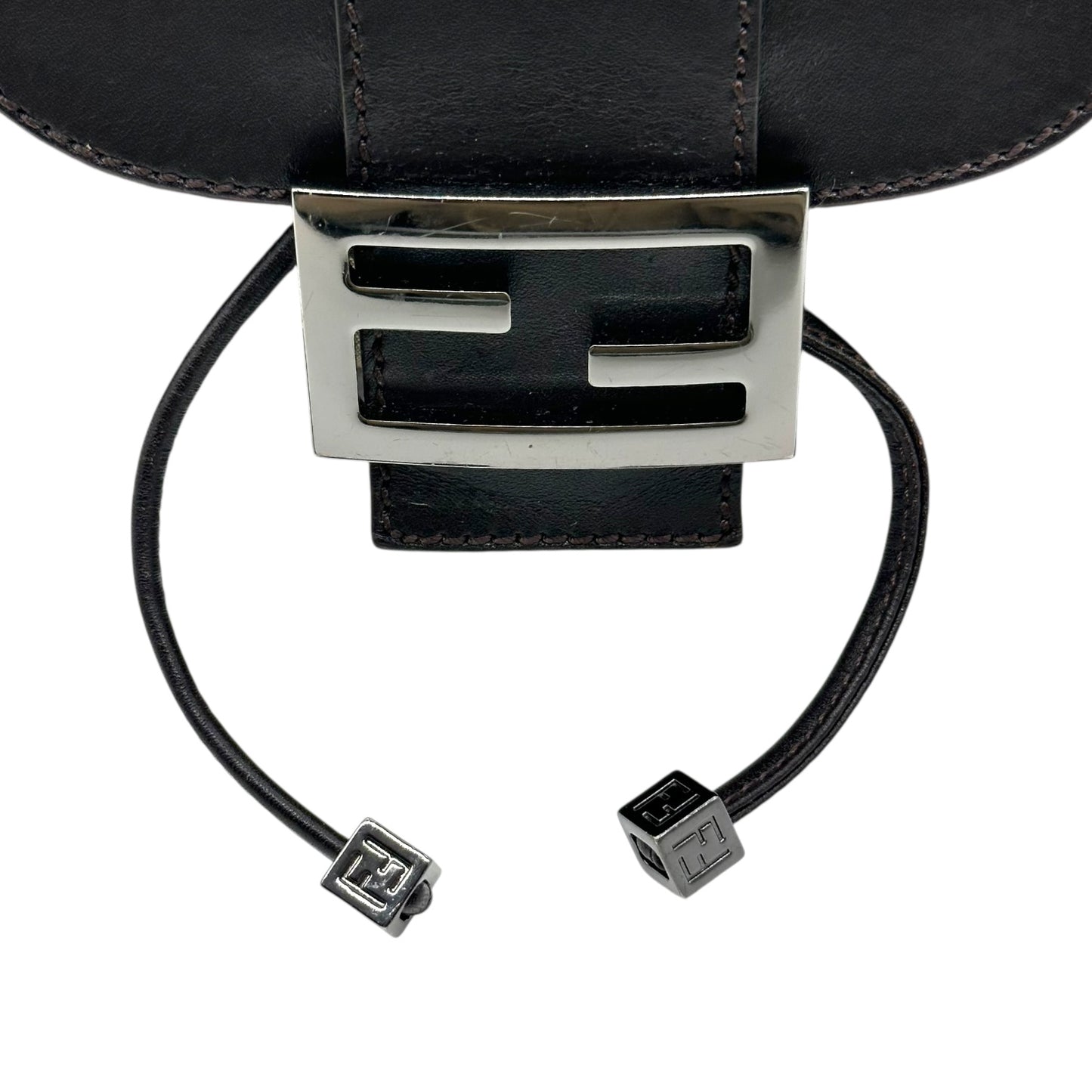 Fendi Brown Zucchino Monogram Drawstring Baguette Bag