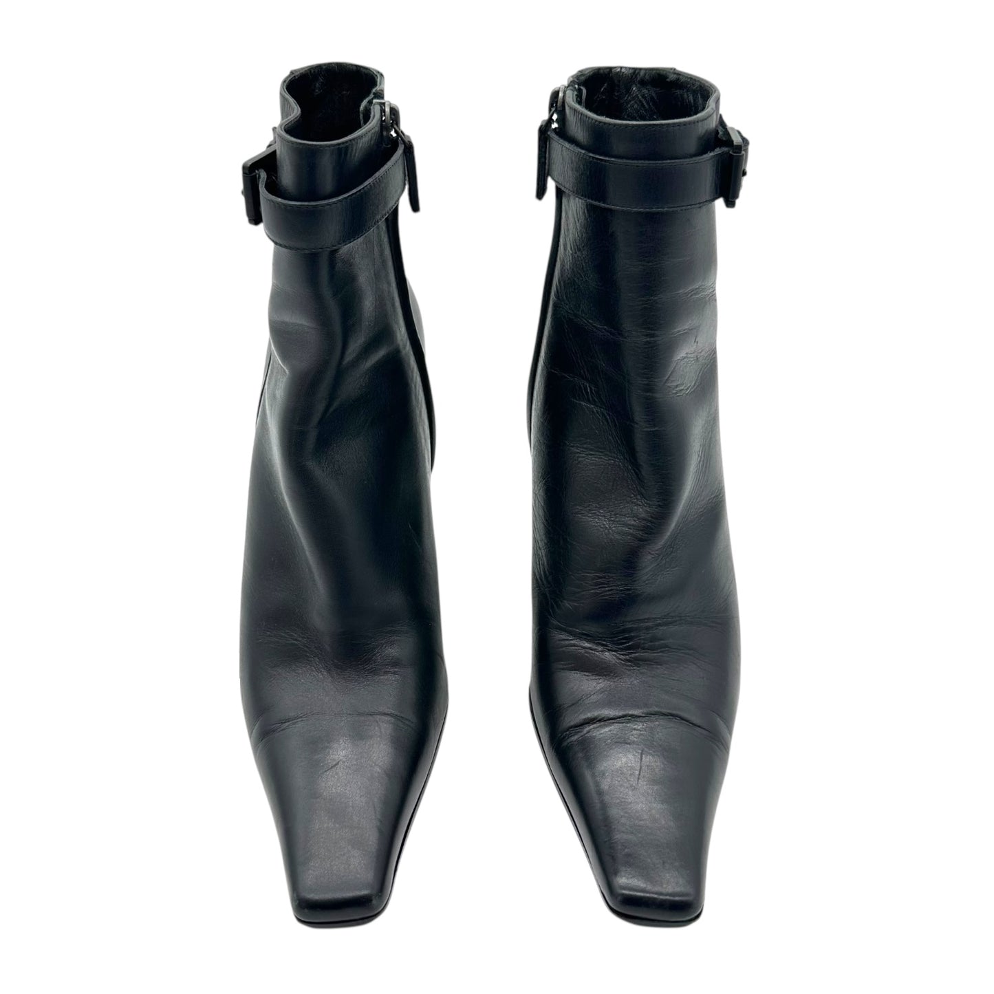 Gucci by Tom Ford Black Lace-Up Heeled Boots