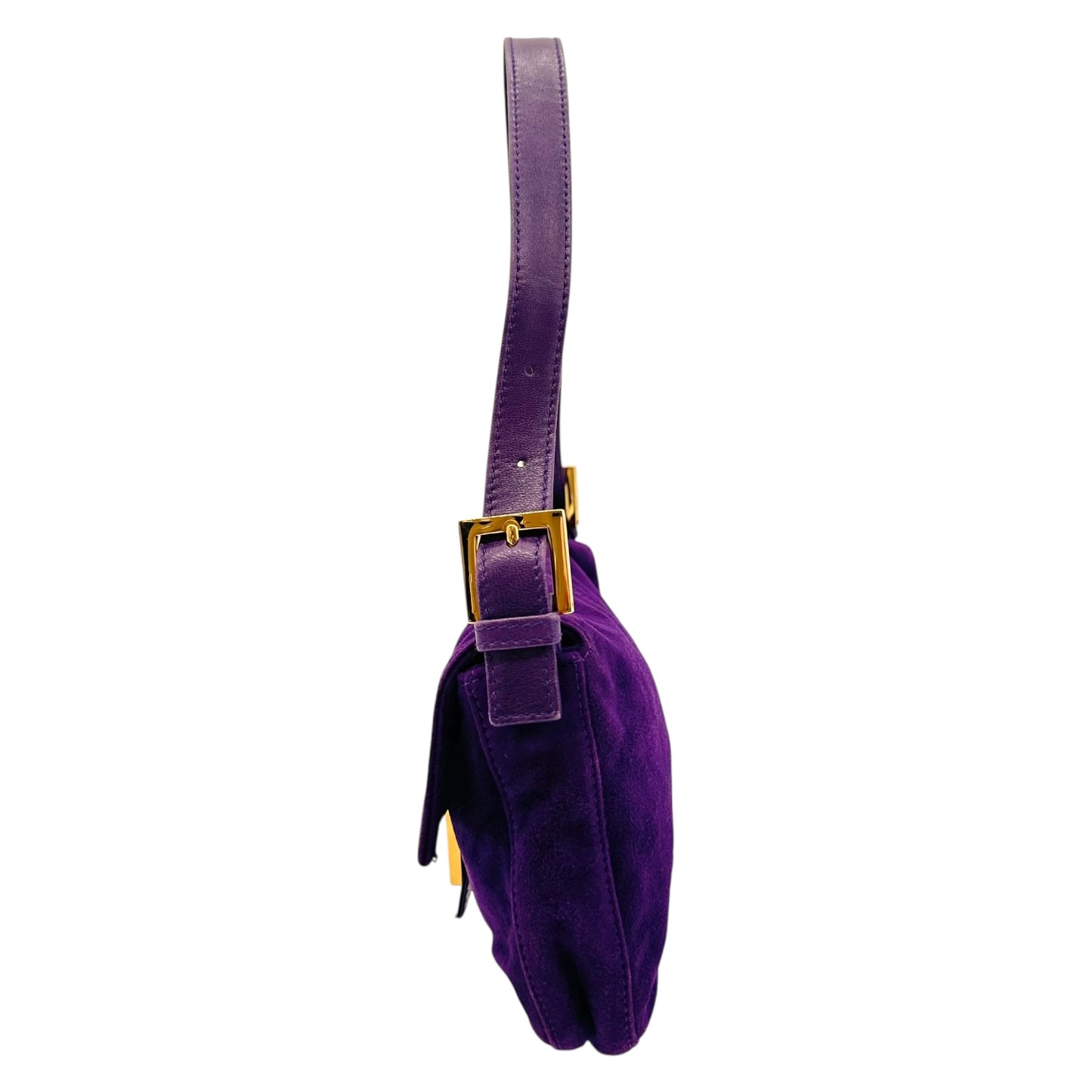 Fendi Purple Suede & Gold Baguette Bag