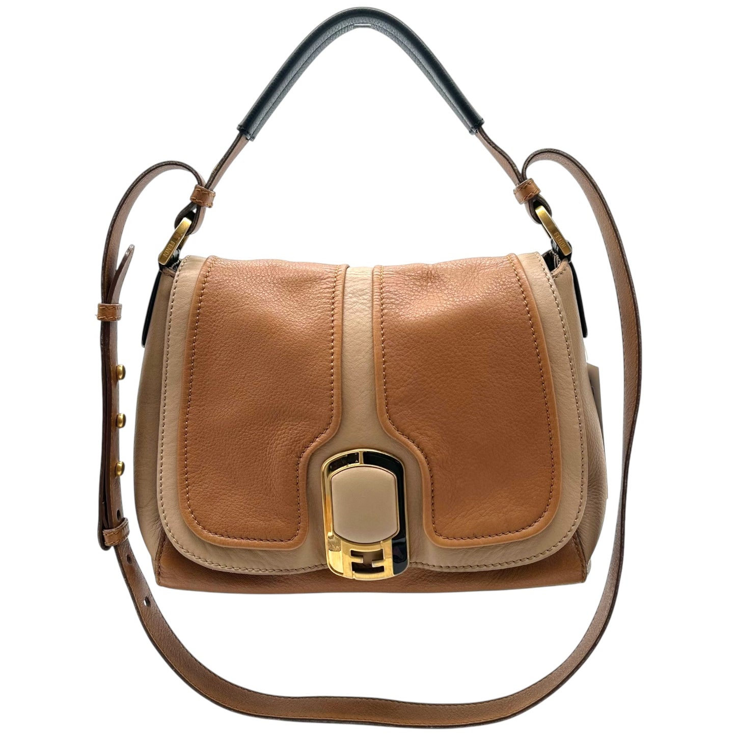 Fendi Tan Leather Anna 2-Way Satchel Bag