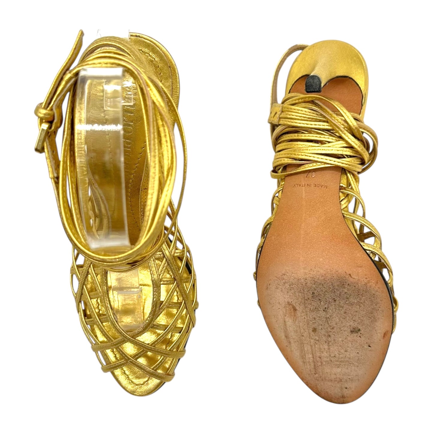 Emilio Pucci Gold Leather Strappy Sandals