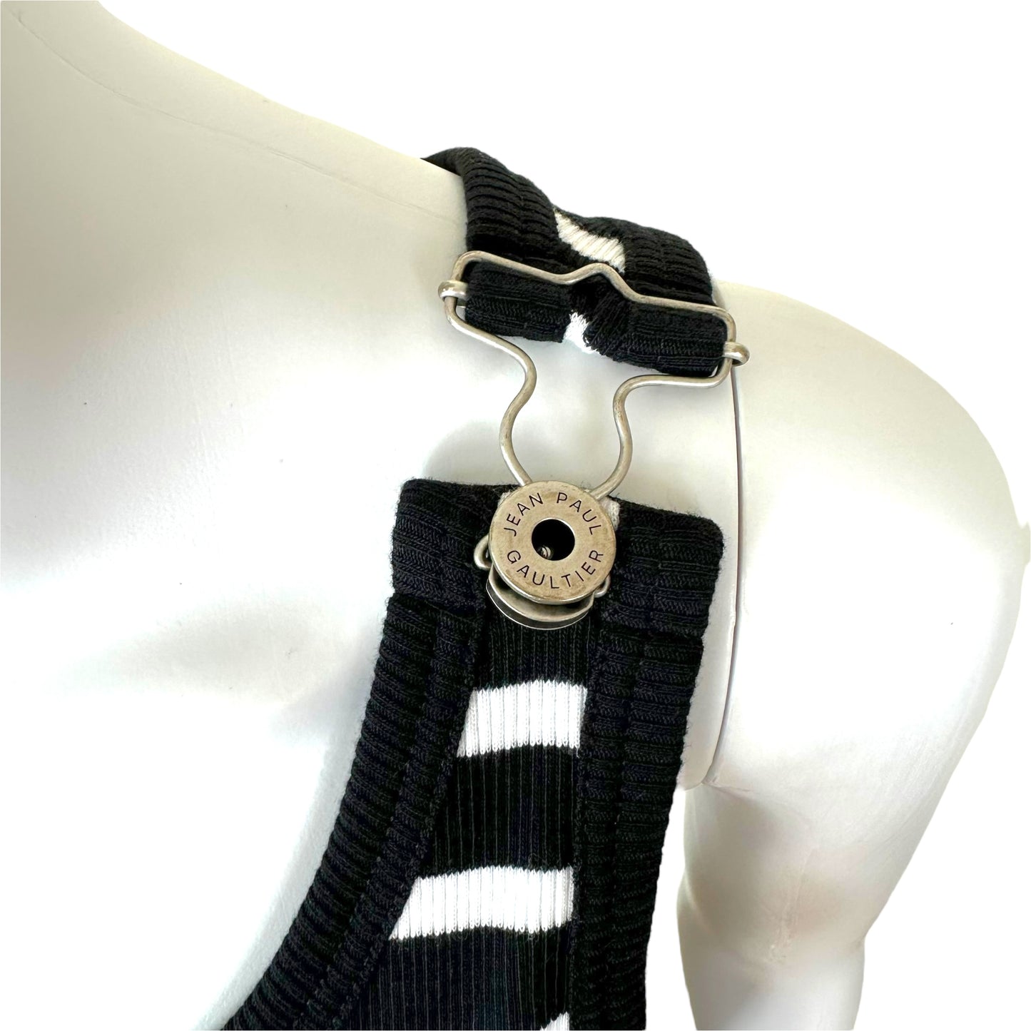 Jean Paul Gaultier Black & White Striped 'Overall' Tank