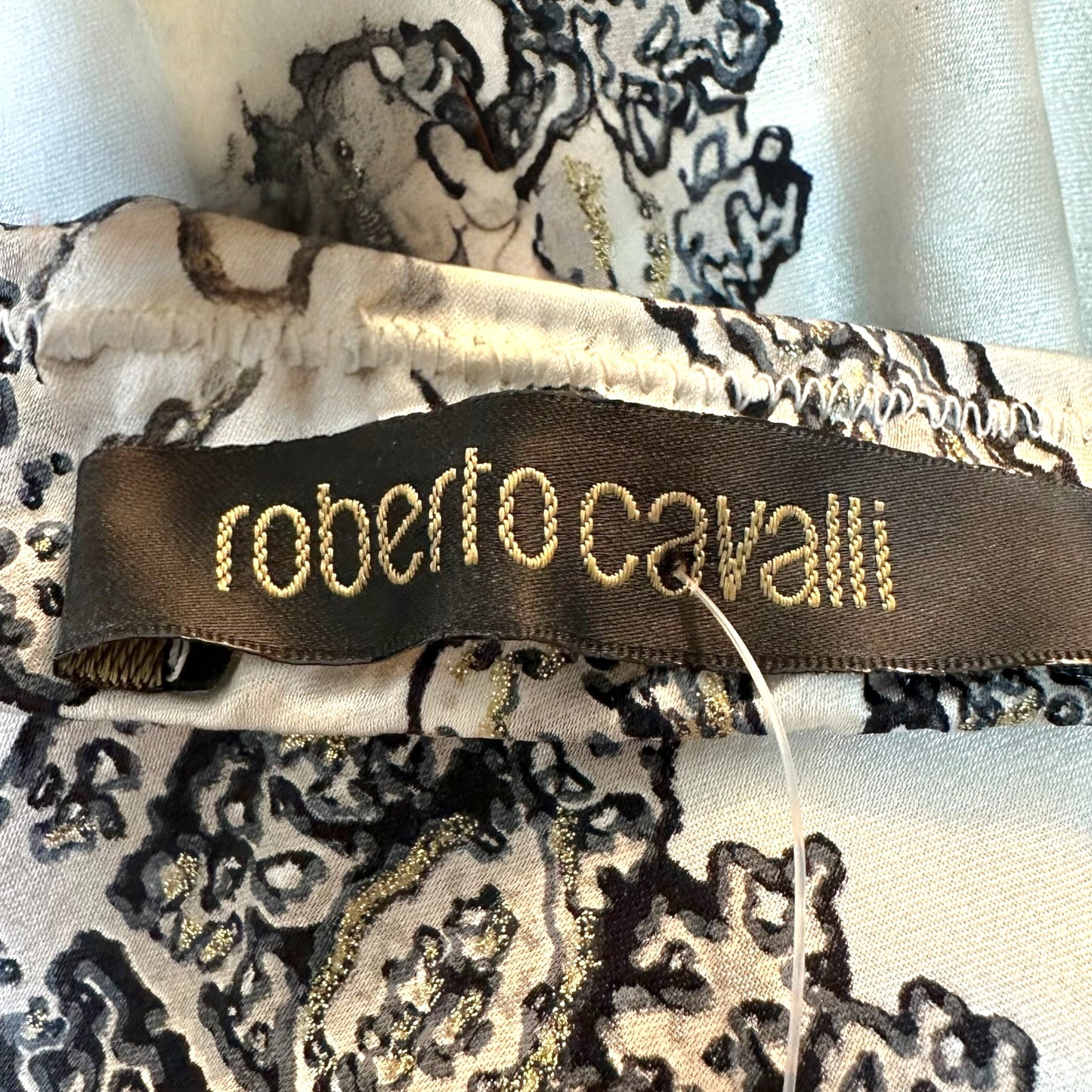 Roberto Cavalli Black & White Paisley Silk Maxi Skirt