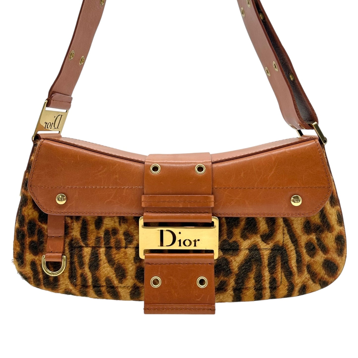 Christian Dior Leopard Print Ponyhair Columbus Bag