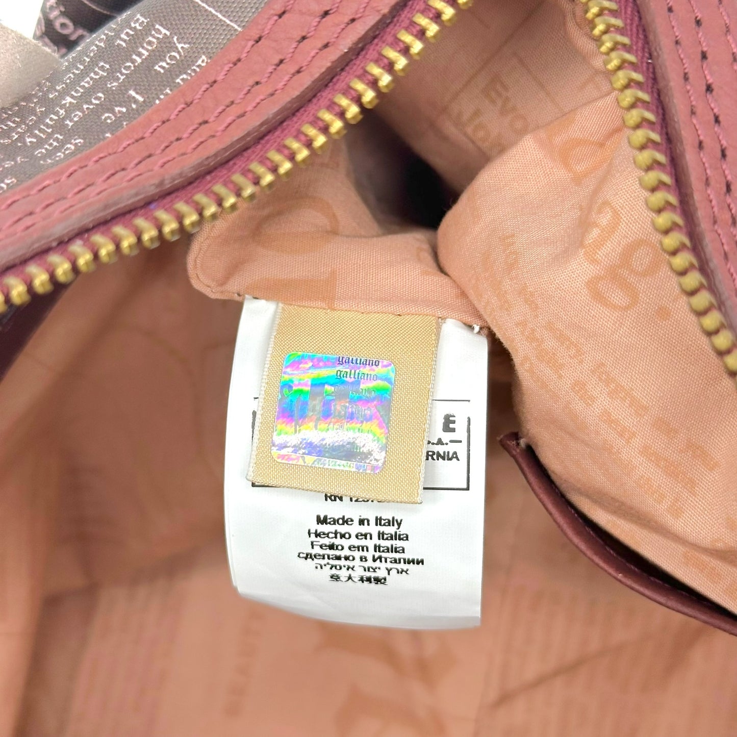 Galliano Burgundy Gazette Newsprint Bowler Bag