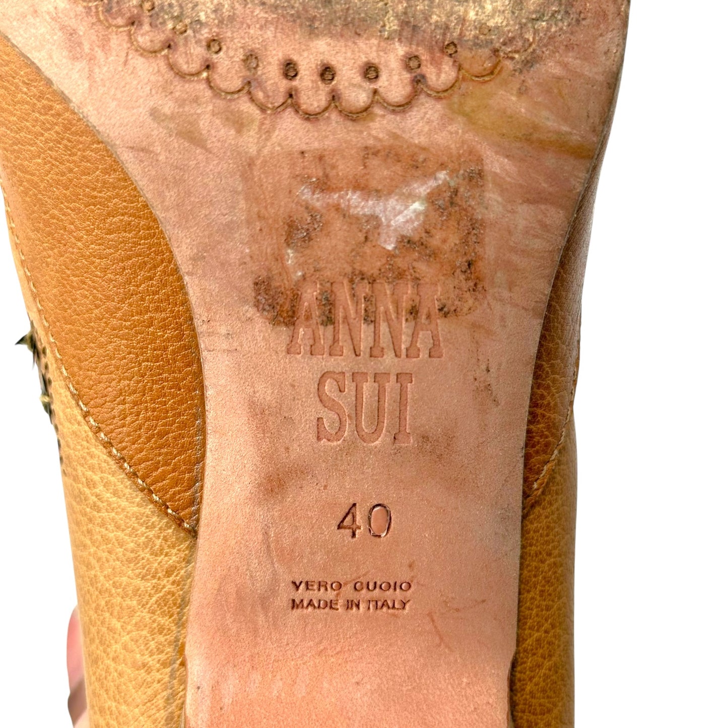 Anna Sui Brown Heeled Butterfly Patchwork Leather Boots - Outfit Repeater