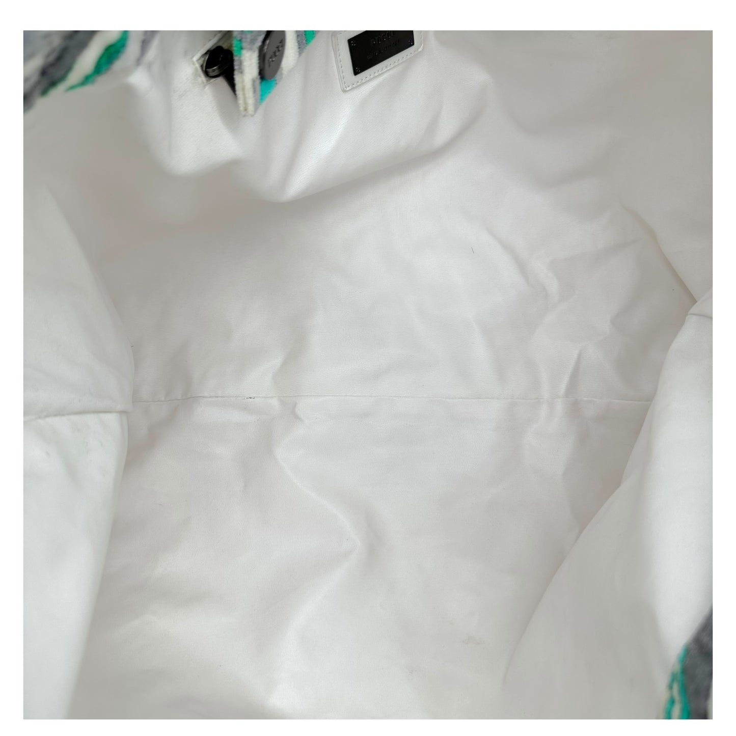 Emilio Pucci Teal & Gray Patterned Terrycloth Tote Bag