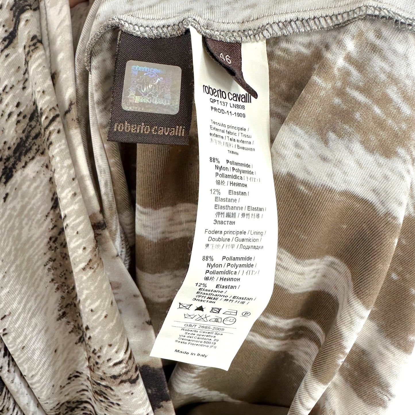 Roberto Cavalli Gray & Black Leopard Print Midi Dress