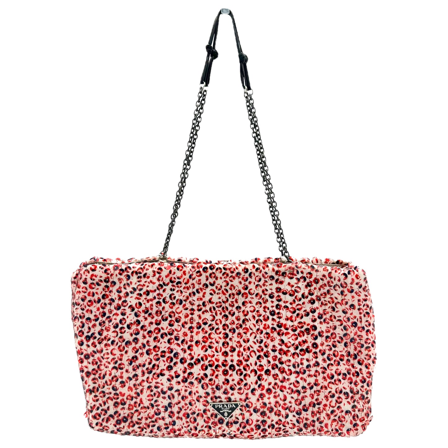 Prada Red Sequin Embellished 2-Way Shoulder Bag