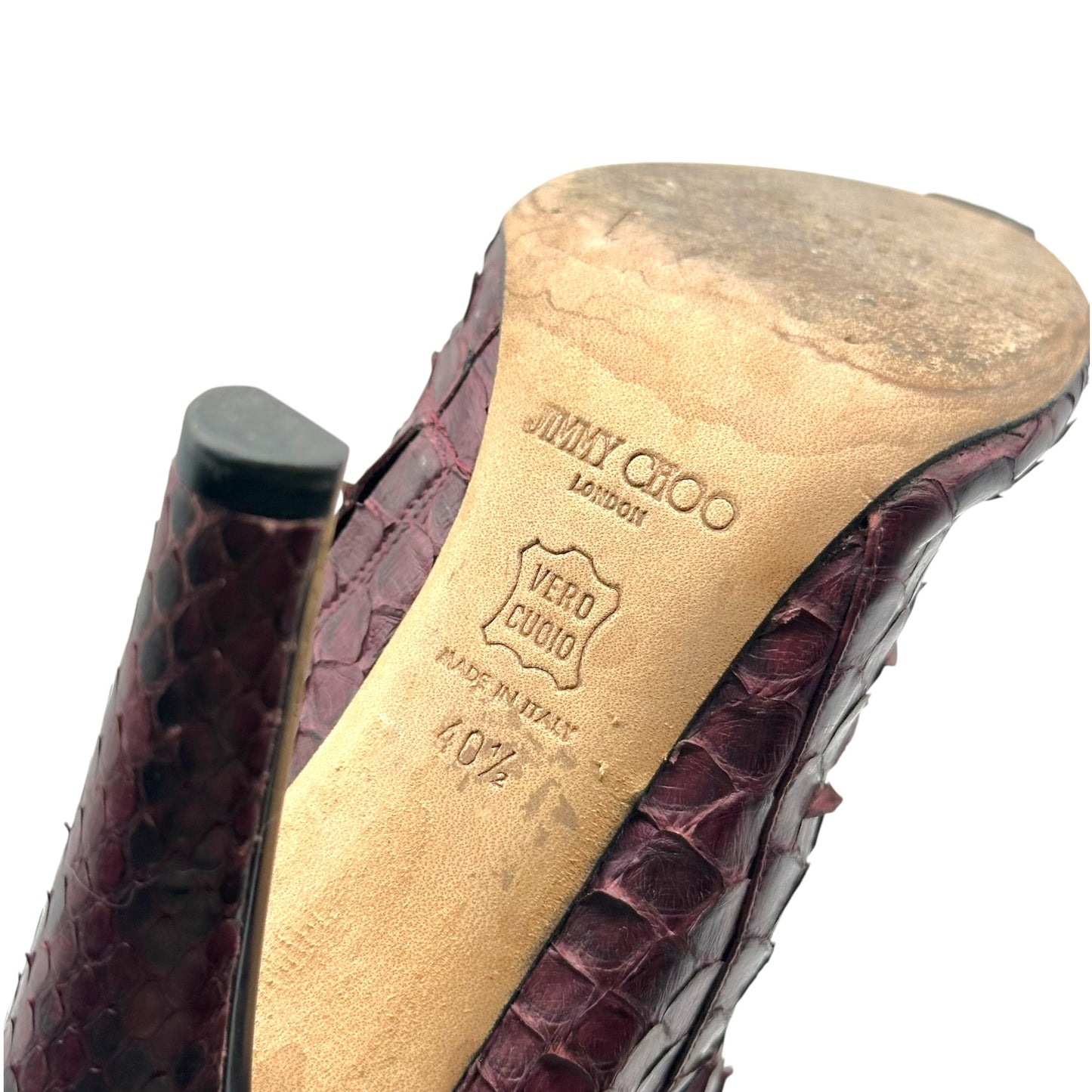 Jimmy Choo Brown Python Heeled Knee-High Boots - Outfit Repeater