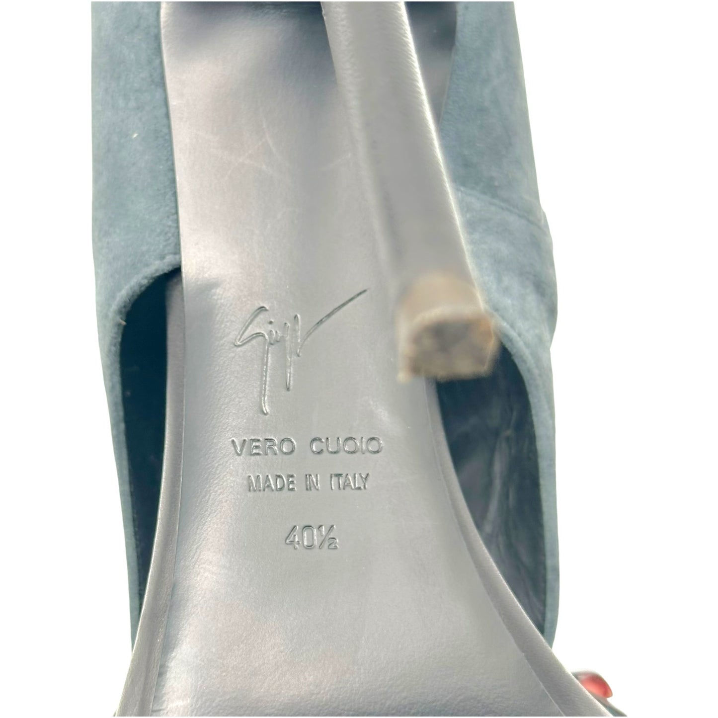 Giuseppe Zanotti Gray Suede & Black Leather Peep-Toe Ankle Bootie Pumps
