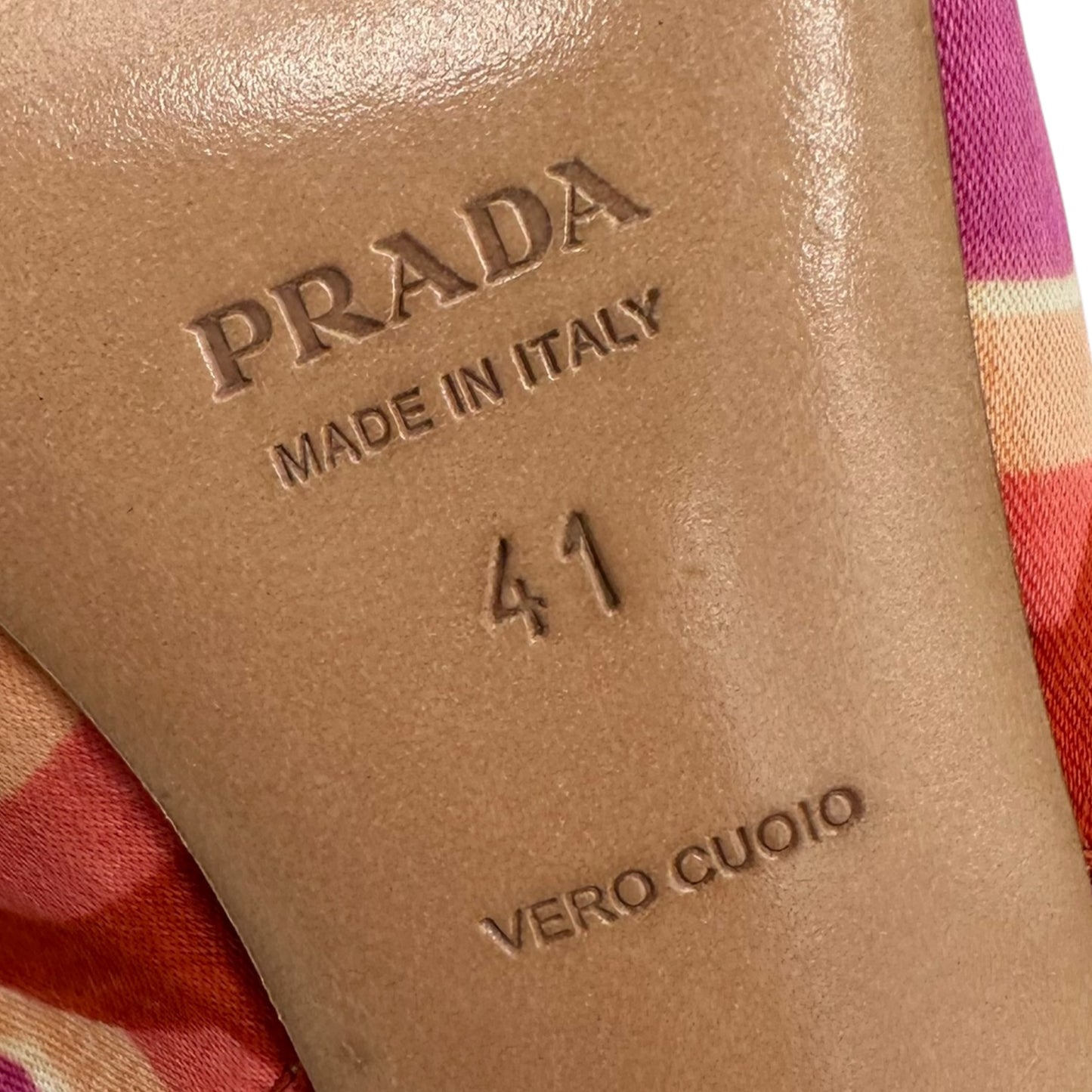 Prada Pink & Orange Geometric Printed Slingback Heels - Outfit Repeater