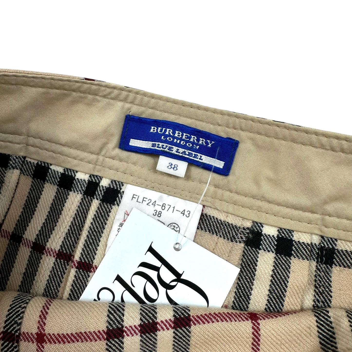 Burberry Blue Label Classic Tan Plaid Pleated Mini Skirt