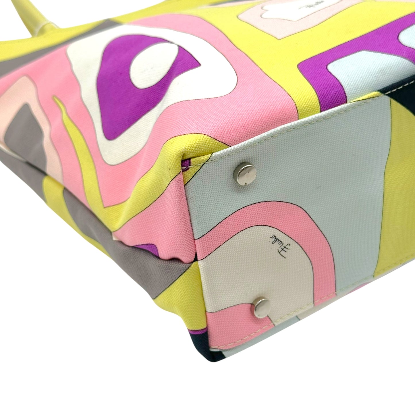 Emilio Pucci Green Multicolor Printed Tote Handbag NEW
