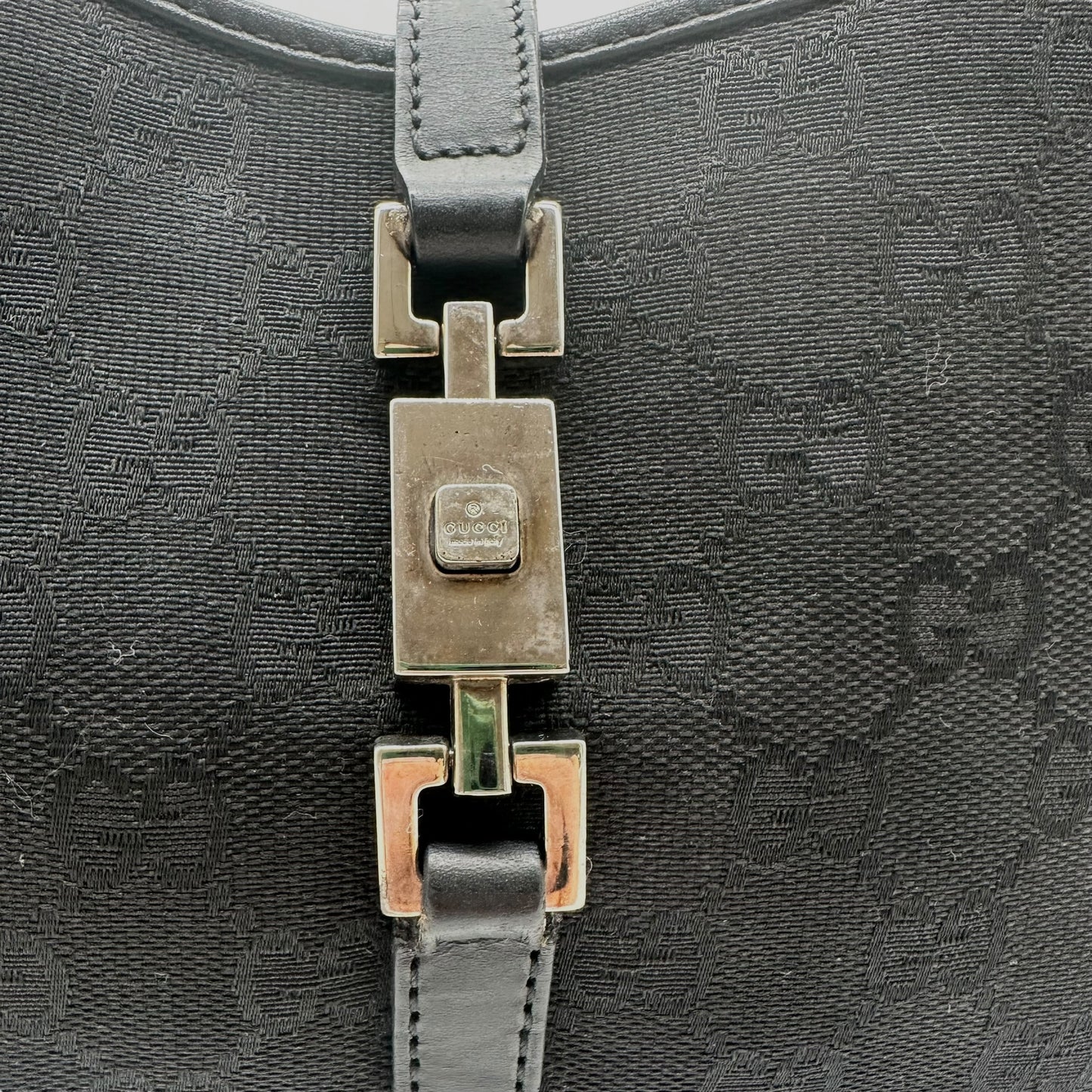 Gucci Black & Silver Monogram Canvas Mini Jackie Bag