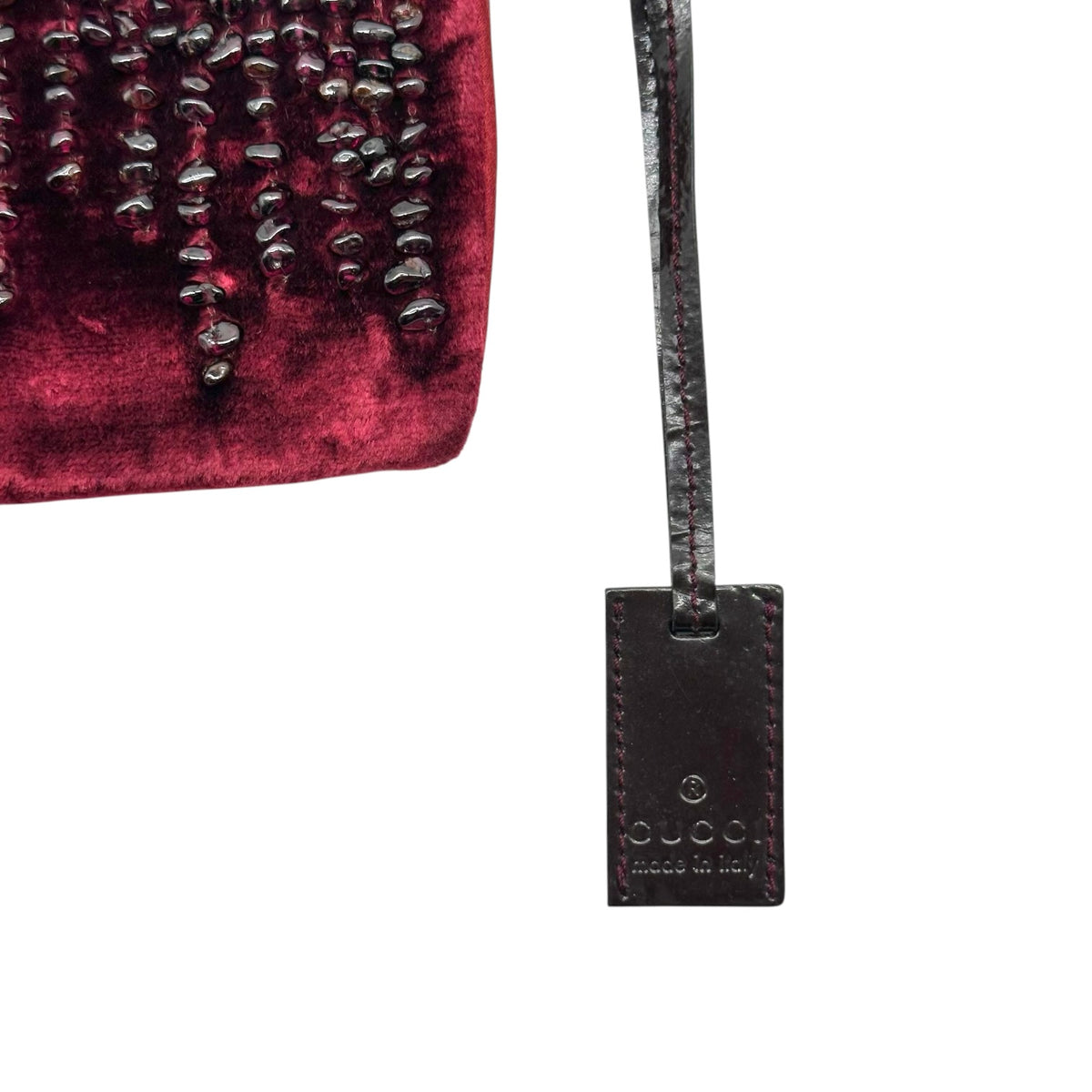 Gucci Velvet Beaded Clutch Bag Burgundy 1990s Vintage