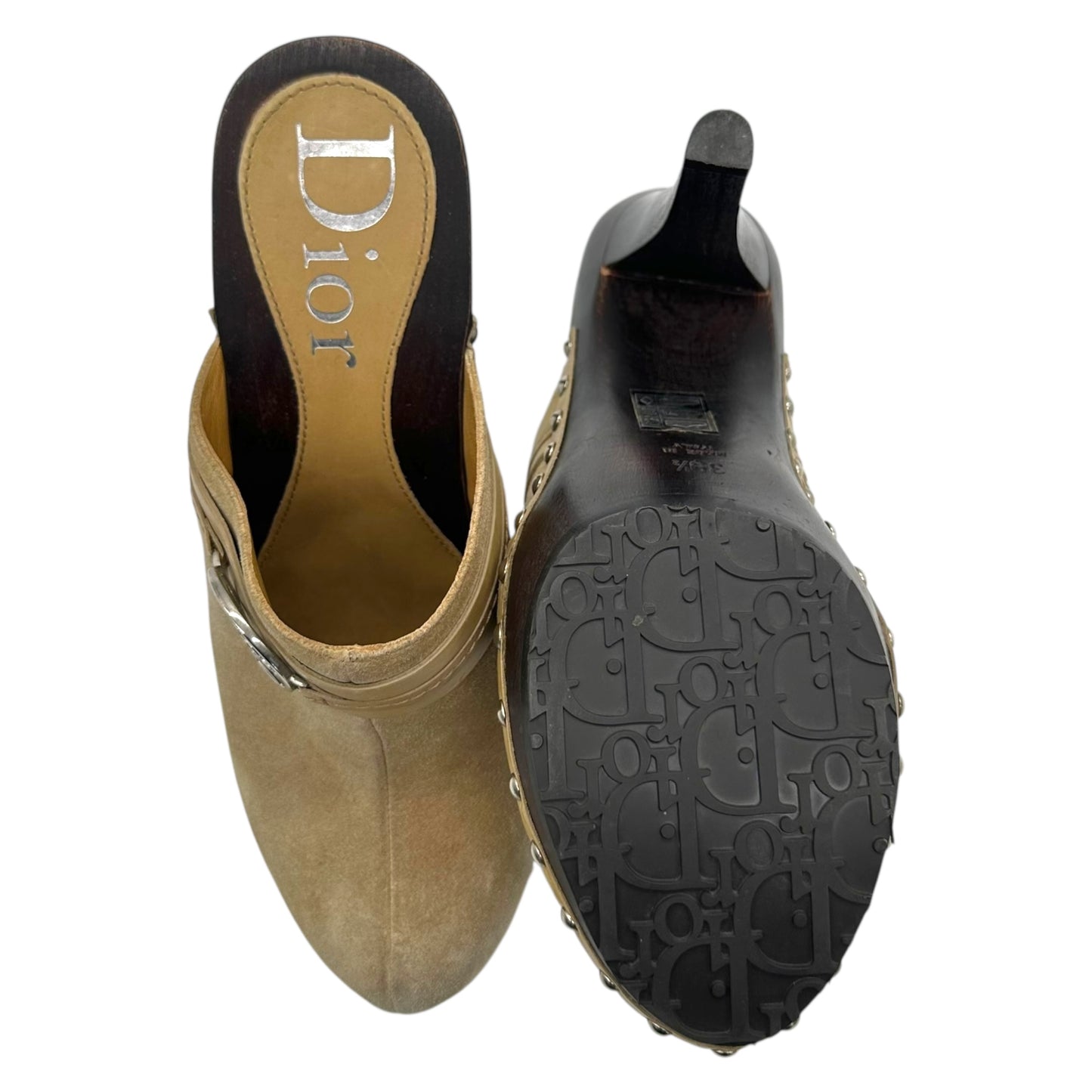 Christian Dior Tan Suede Peace Clog Heels