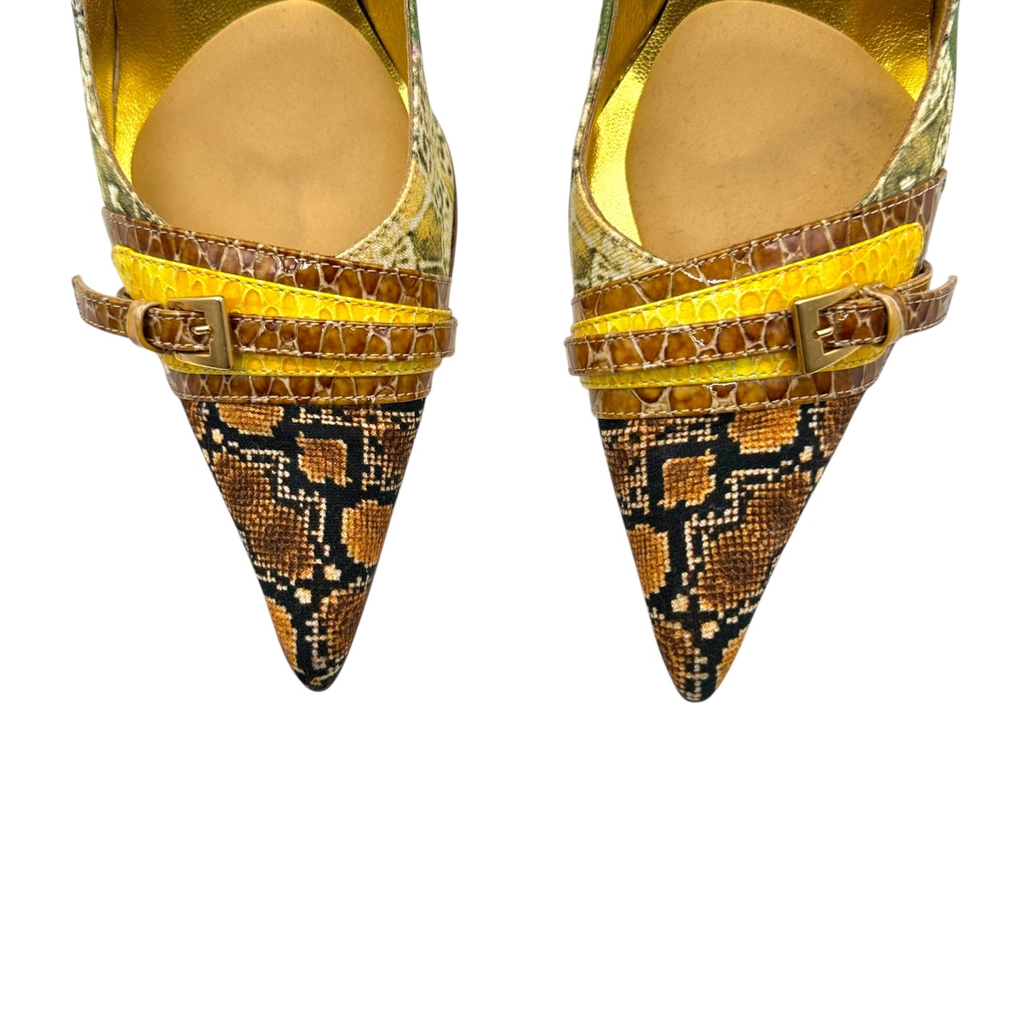 Just Cavalli Multicolor Patchwork Printed Heels
