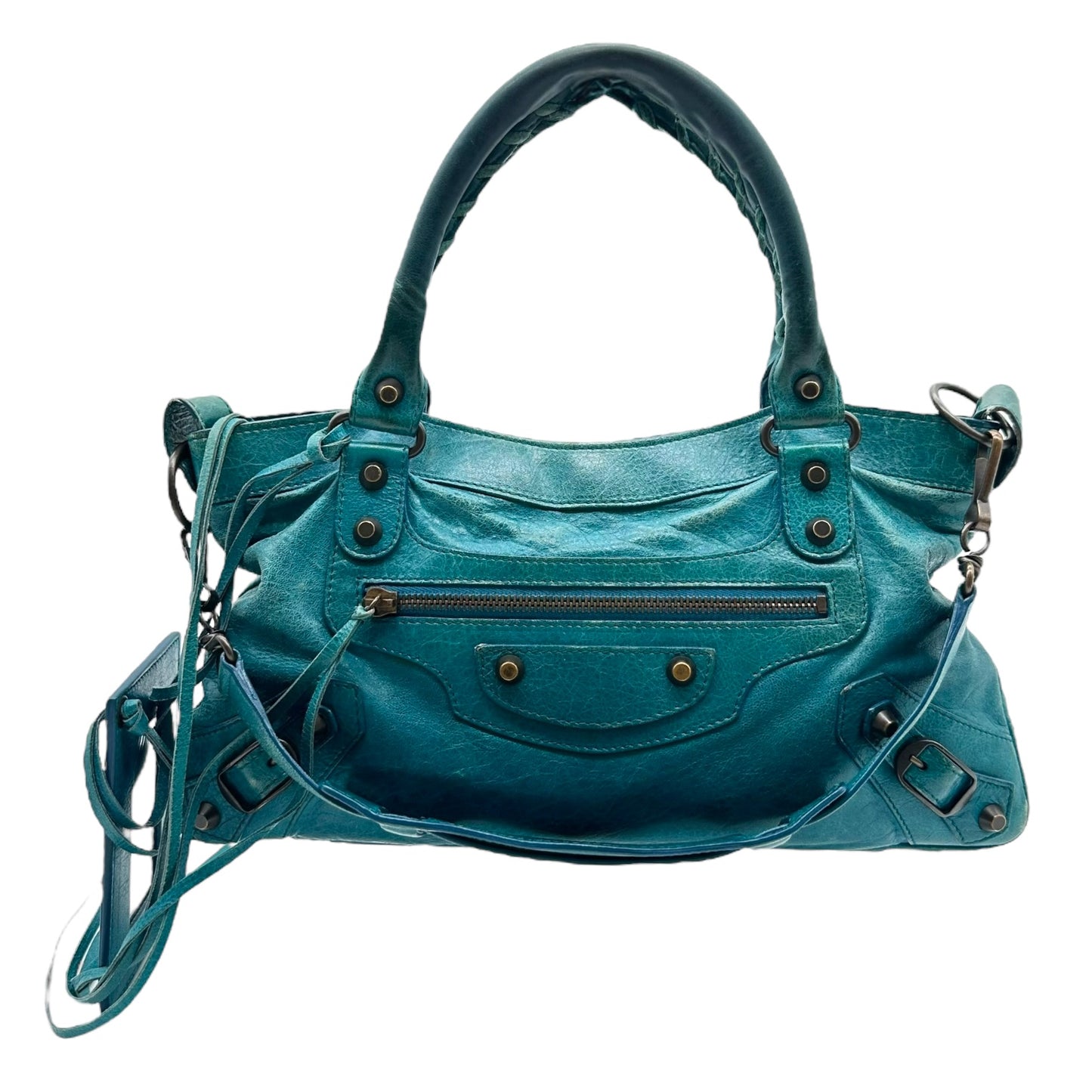 Balenciaga Teal Blue Leather First City Bag