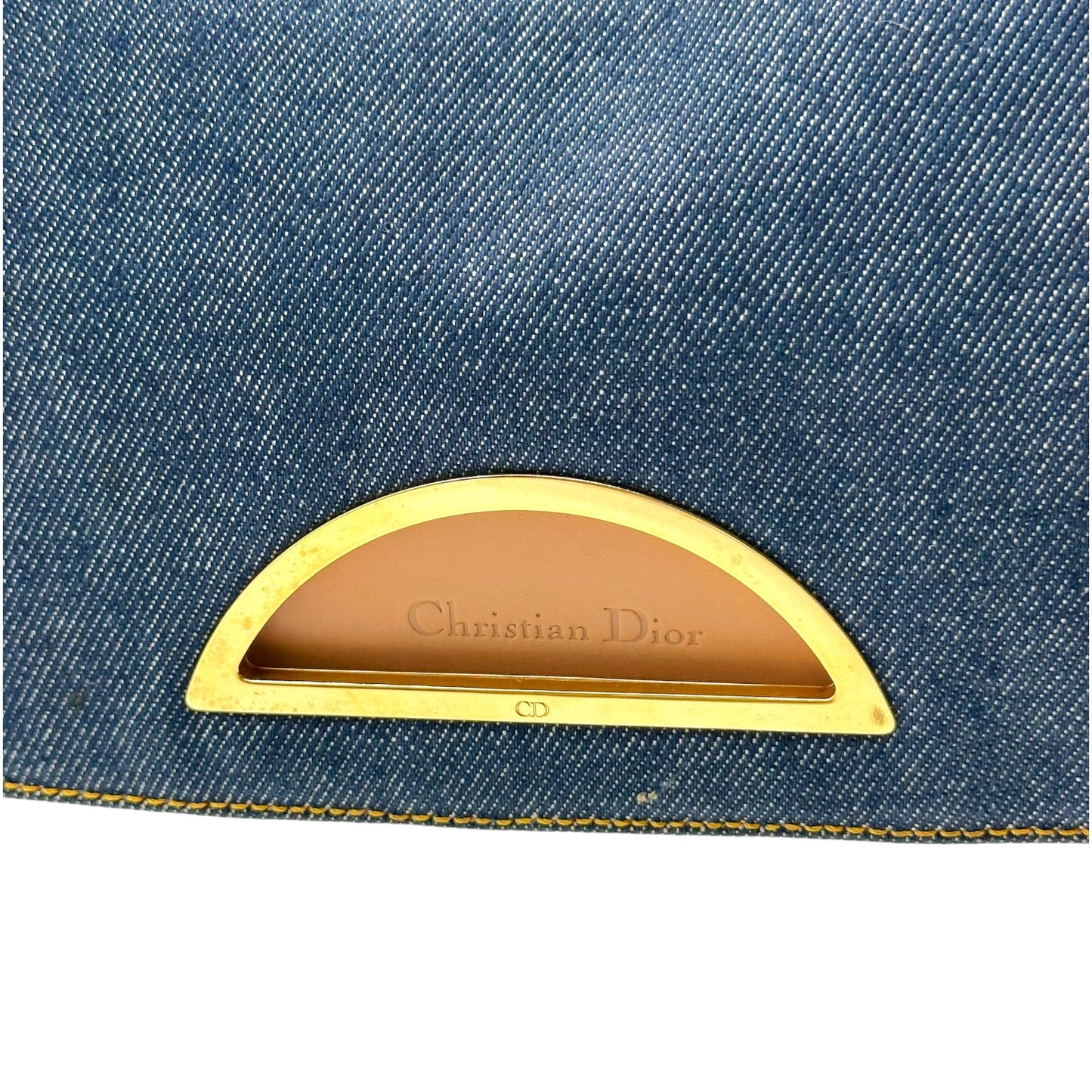 Christian Dior Denim & Tan Leather Malice Pearl Shoulder Bag