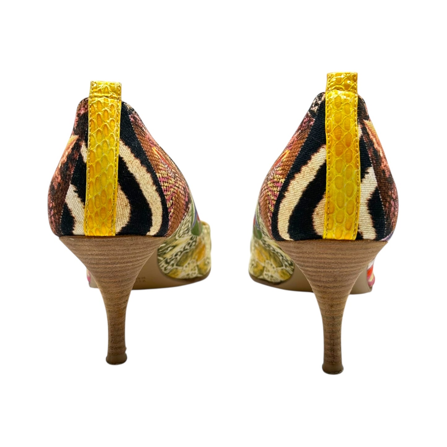Just Cavalli Multicolor Patchwork Printed Heels