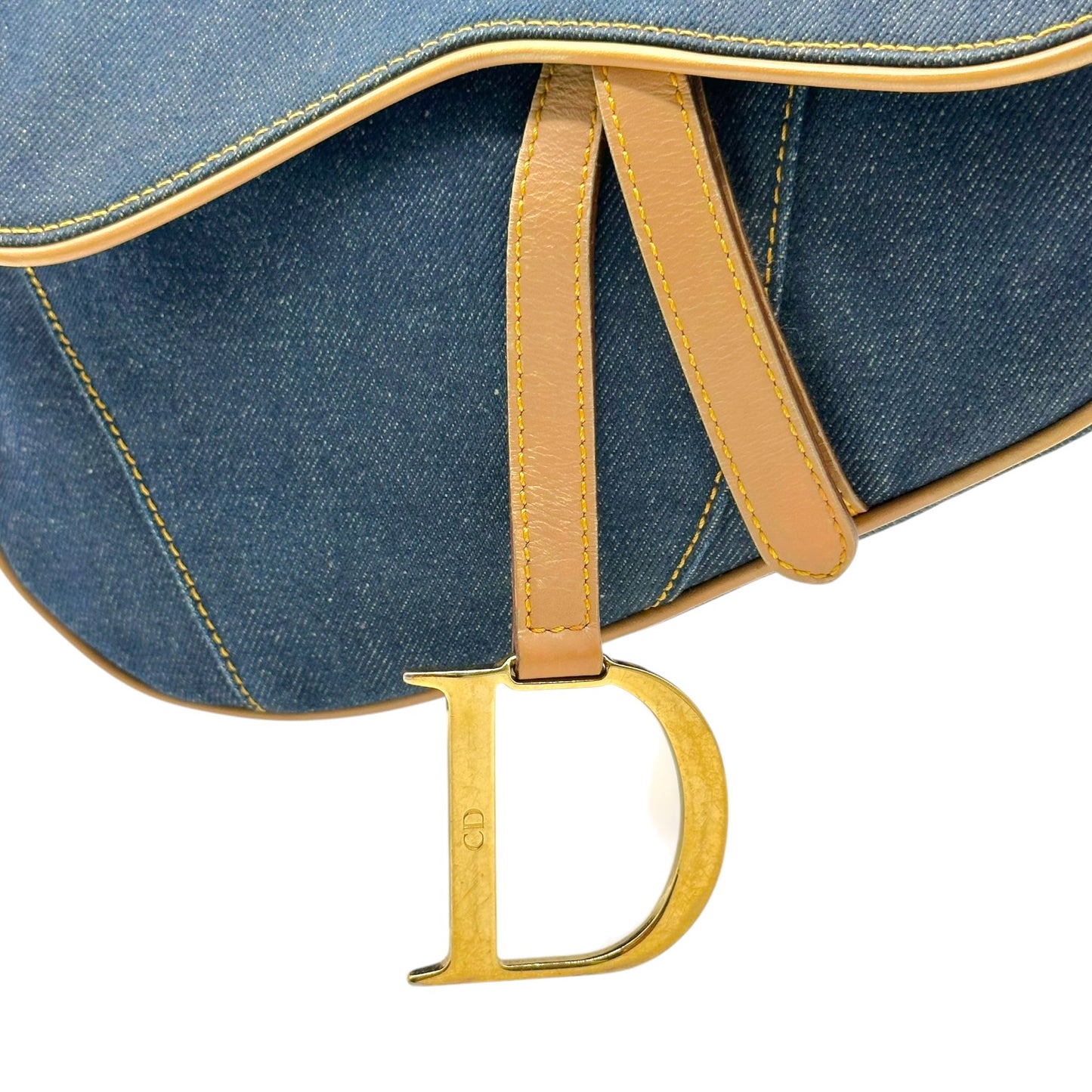 Christian Dior Denim & Tan Leather Saddle Shoulder Bag