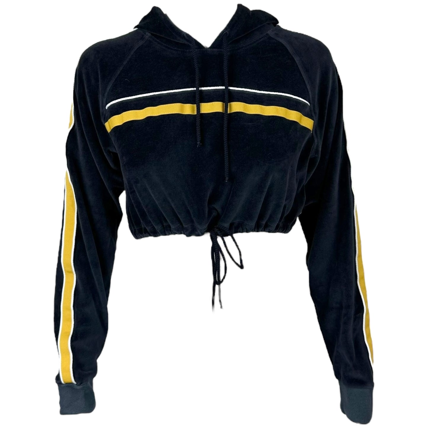 Jean Paul Gaultier Jean's Navy Blue & Yellow Velour Crop Hoodie