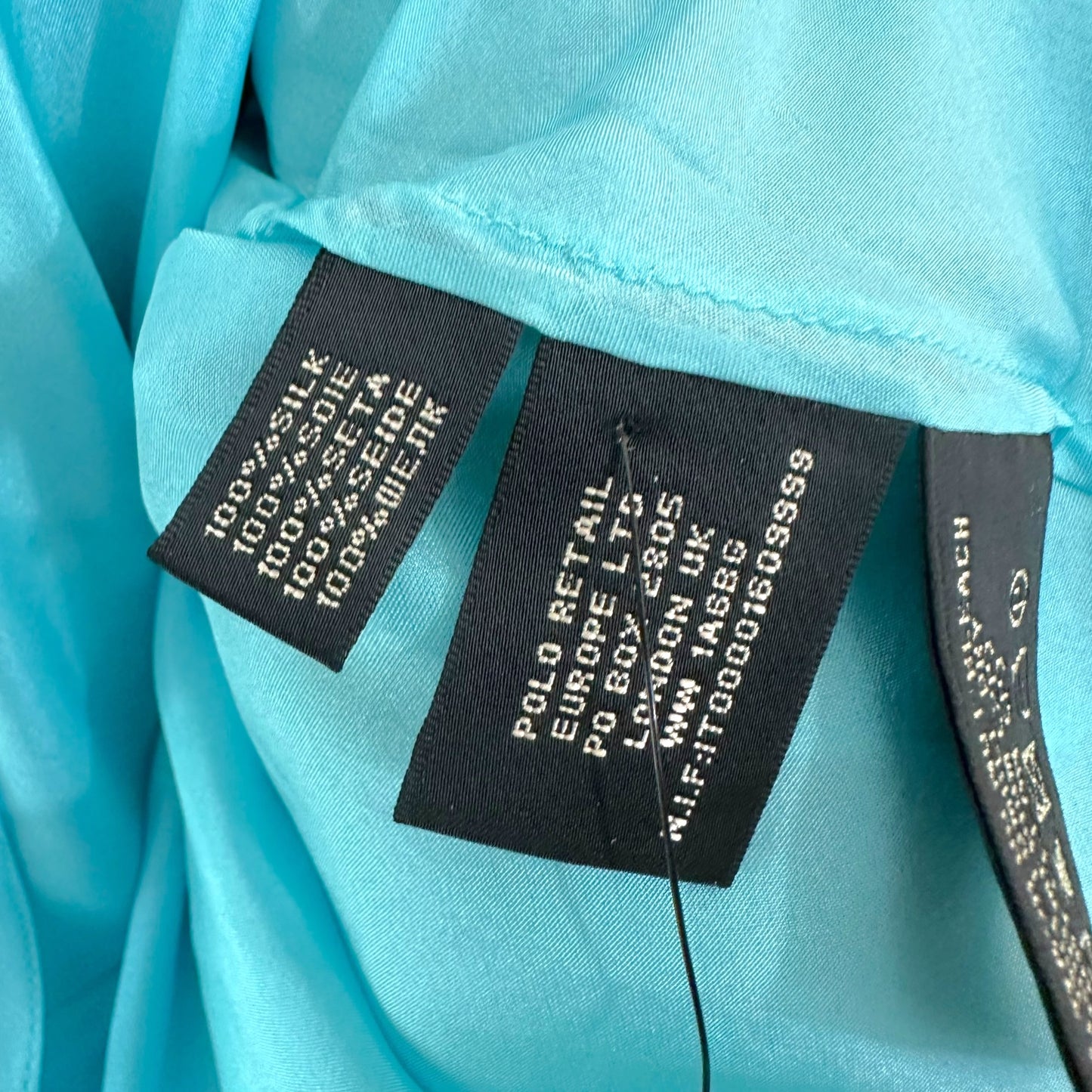 Ralph Lauren Black Label Turquoise Blue Paisley Print Silk Tiered Midi Skirt