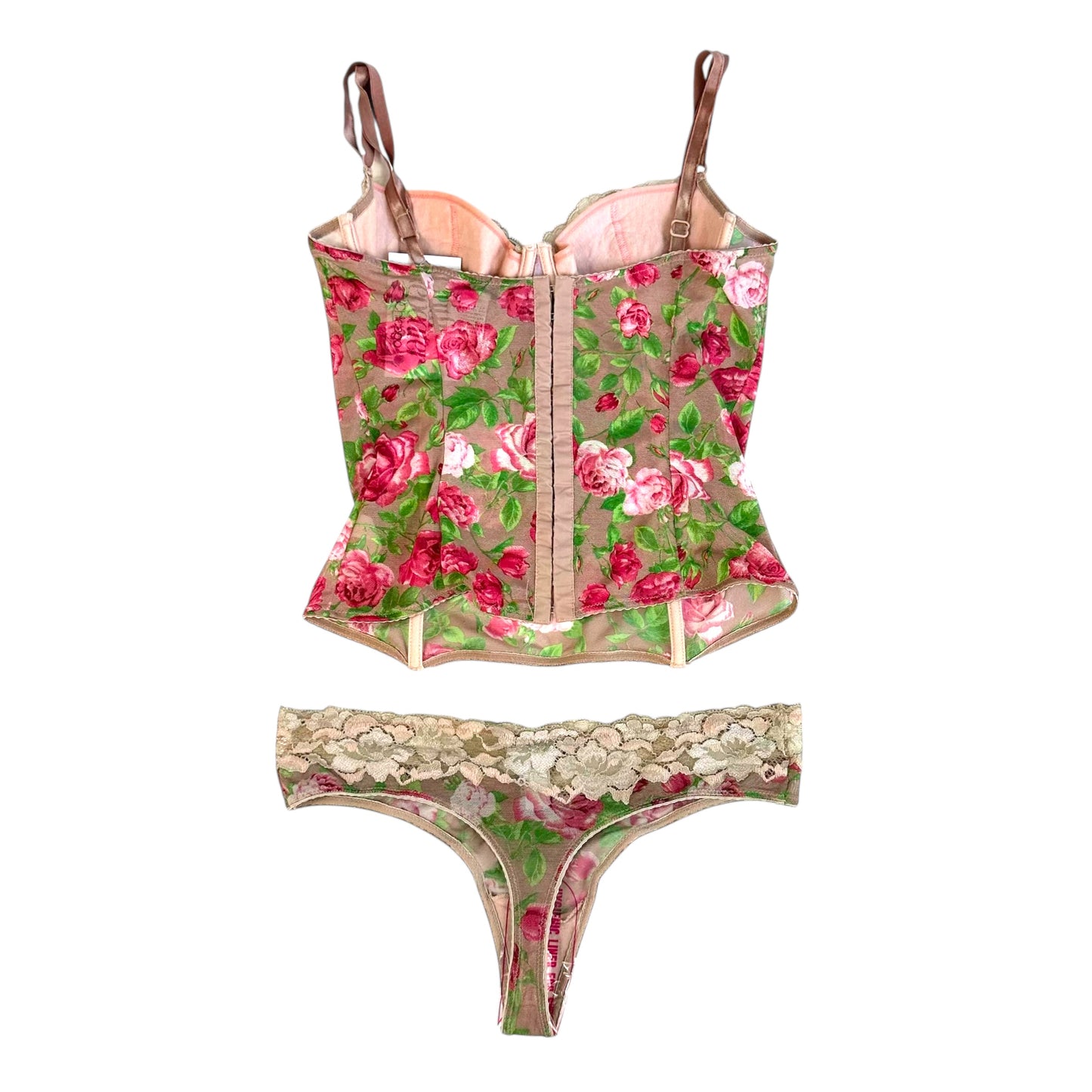 Dolce & Gabbana Floral Mesh Bustier & Thong Set