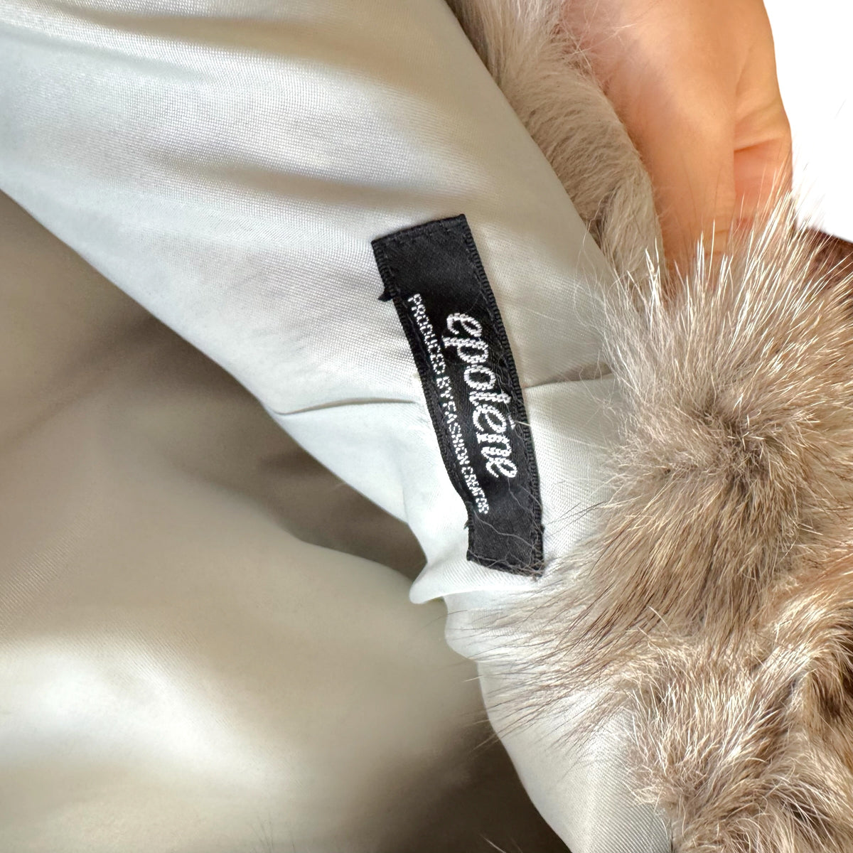 Epolene Fox Fur Coat Patchwork Design High Neck M