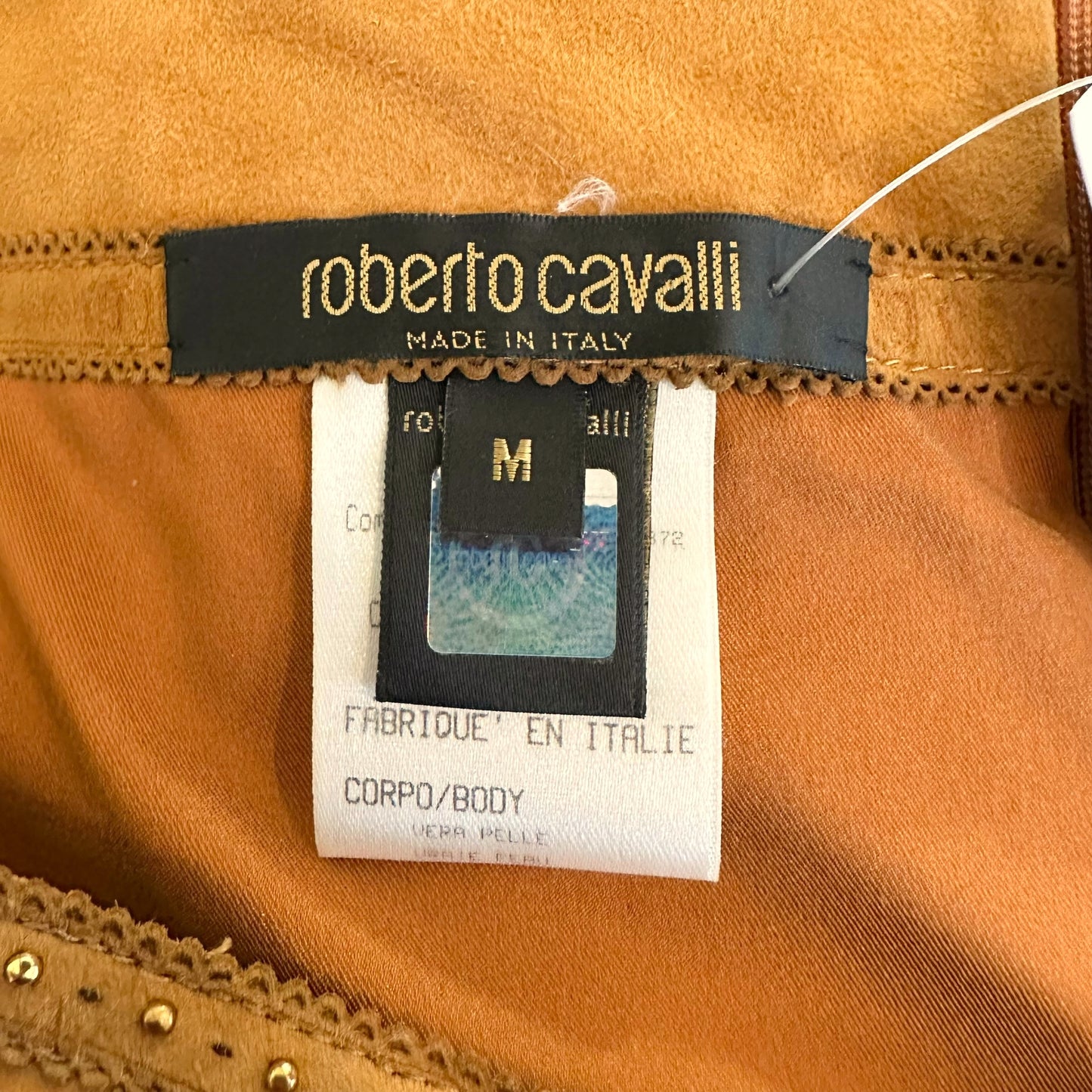 Roberto Cavalli Studded Tan Suede Mini Skirt