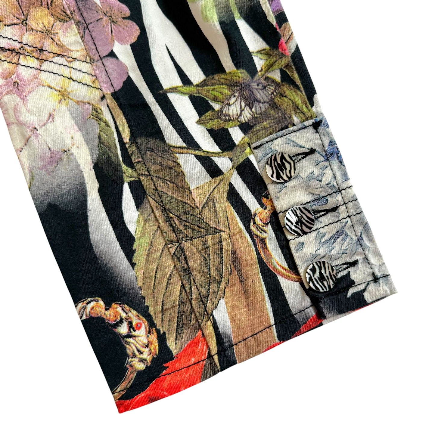Roberto Cavalli Class Floral Zebra Print Capri Pants