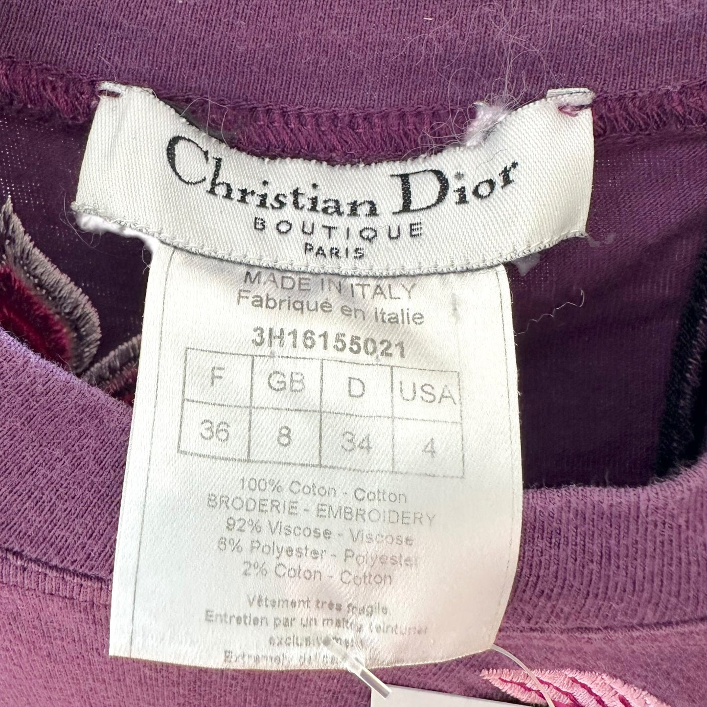 Christian Dior Purple Embroidered T-Shirt