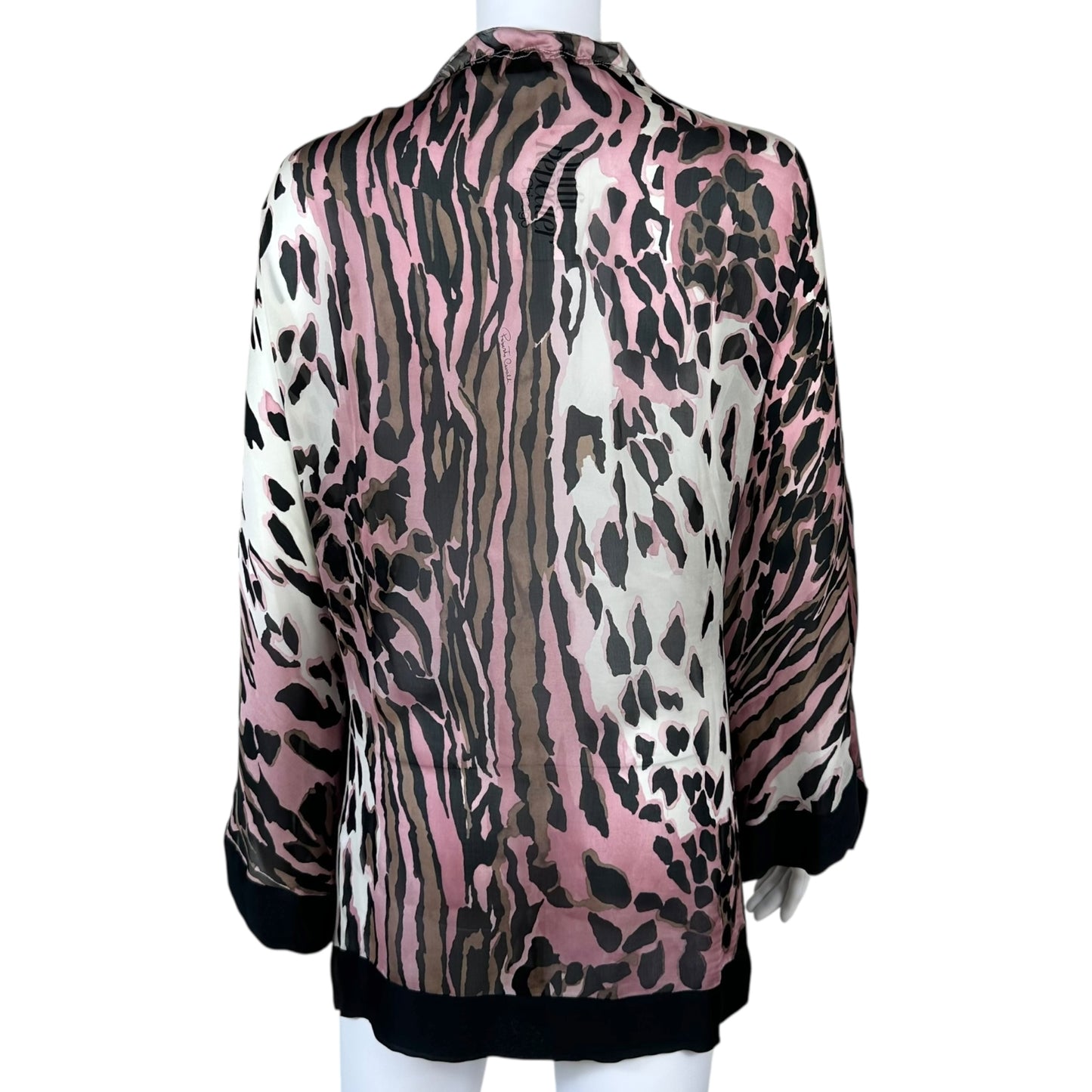 Roberto Cavalli 2008 Pink Leopard Print Silk Khaftan Blouse