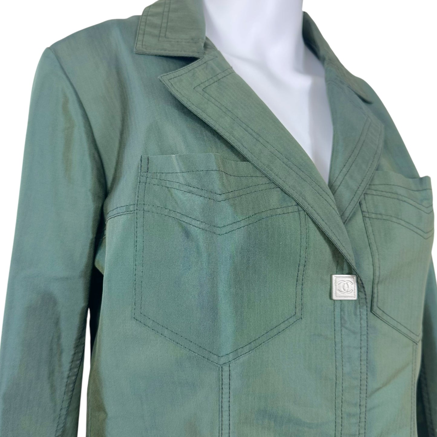 Chanel Autumn 2002 Forest Green Nylon Trench Coat