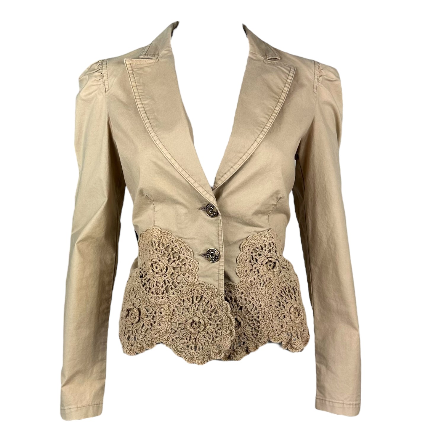 Moschino Jeans Tan Crochet Trim Blazer Jacket