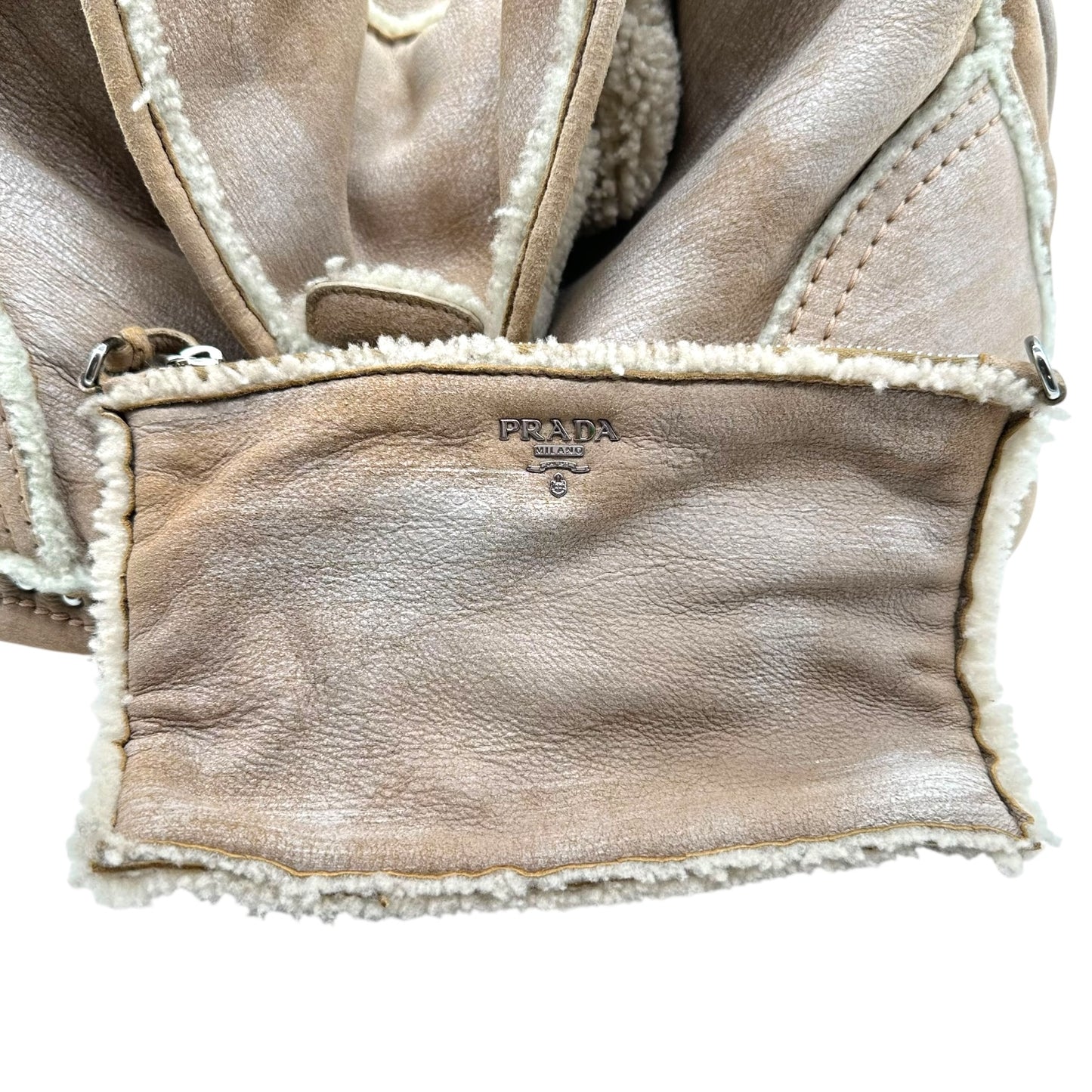 Prada Metallic Pink Shearling Hobo Bag