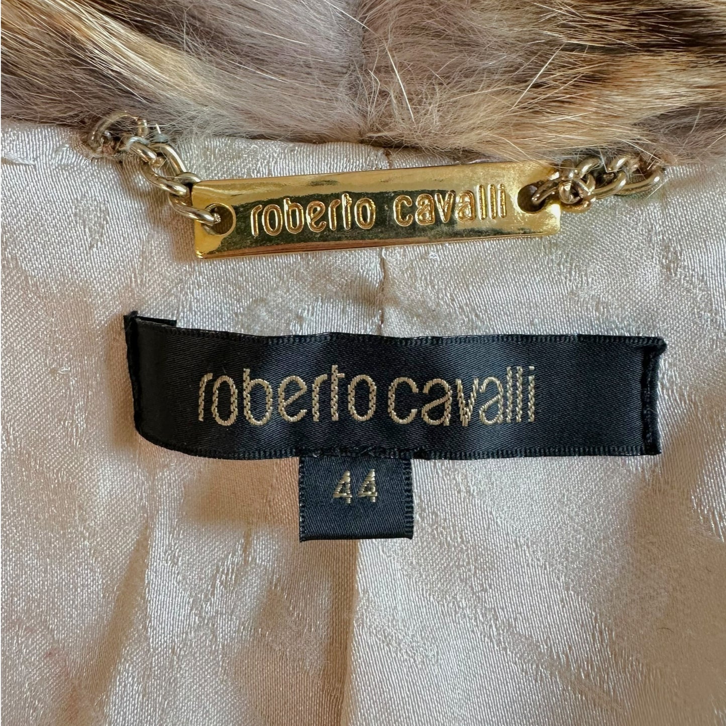 Roberto Cavalli Leopard Print Fur & Tan Leather Jacket
