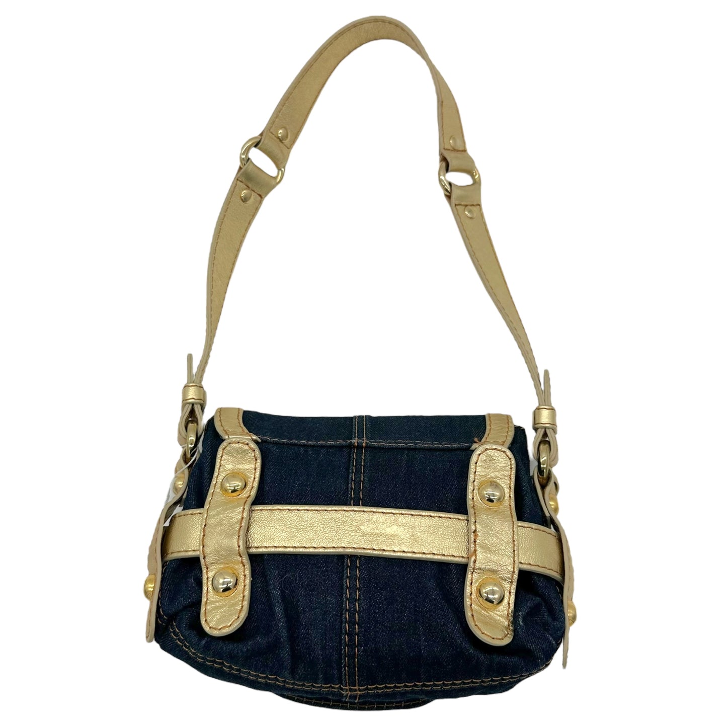 D&G Dolce & Gabbana Denim & Gold Leather Mini Shoulder Bag