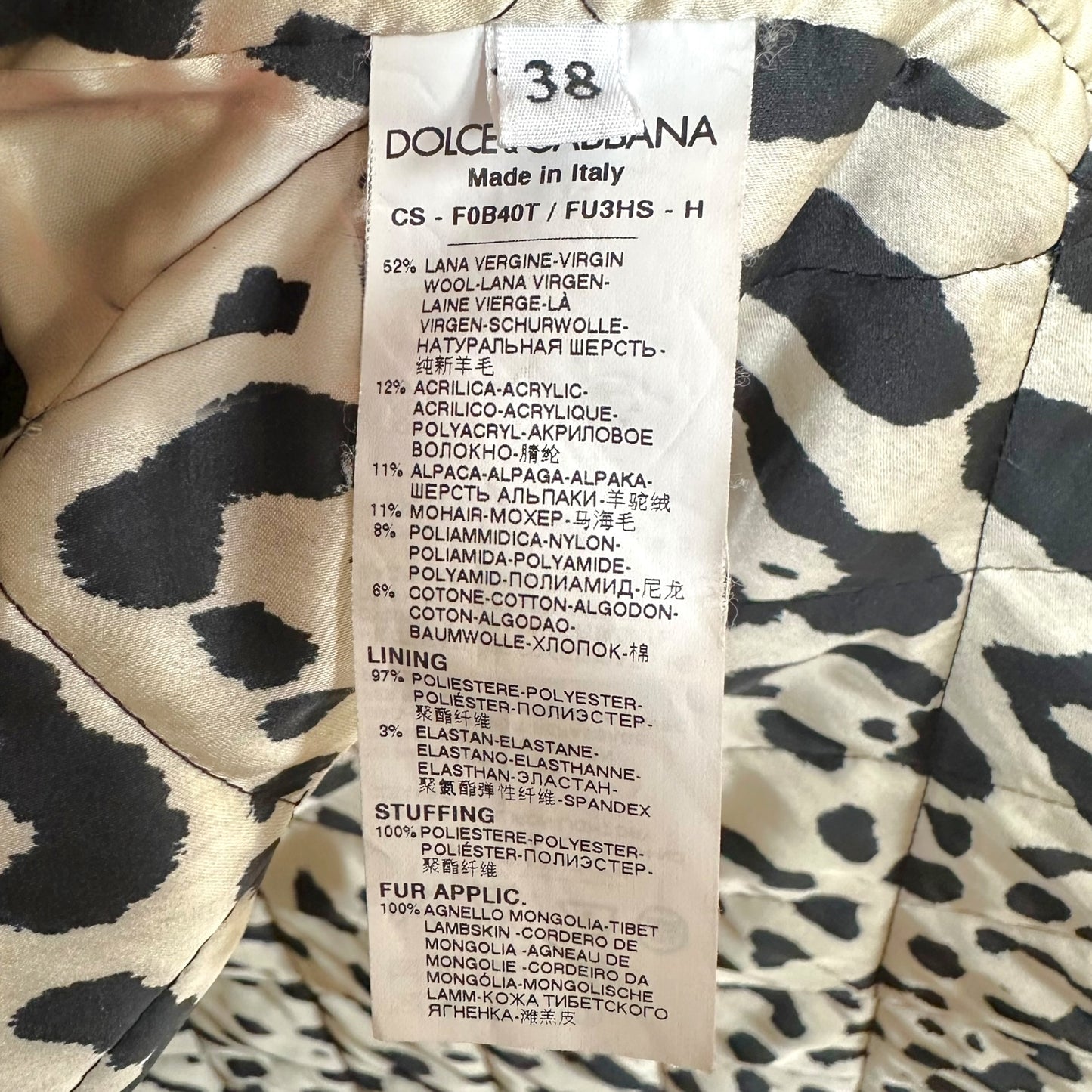 Dolce & Gabbana Black Tweed Coat Mongolian Lamb Fur Collar