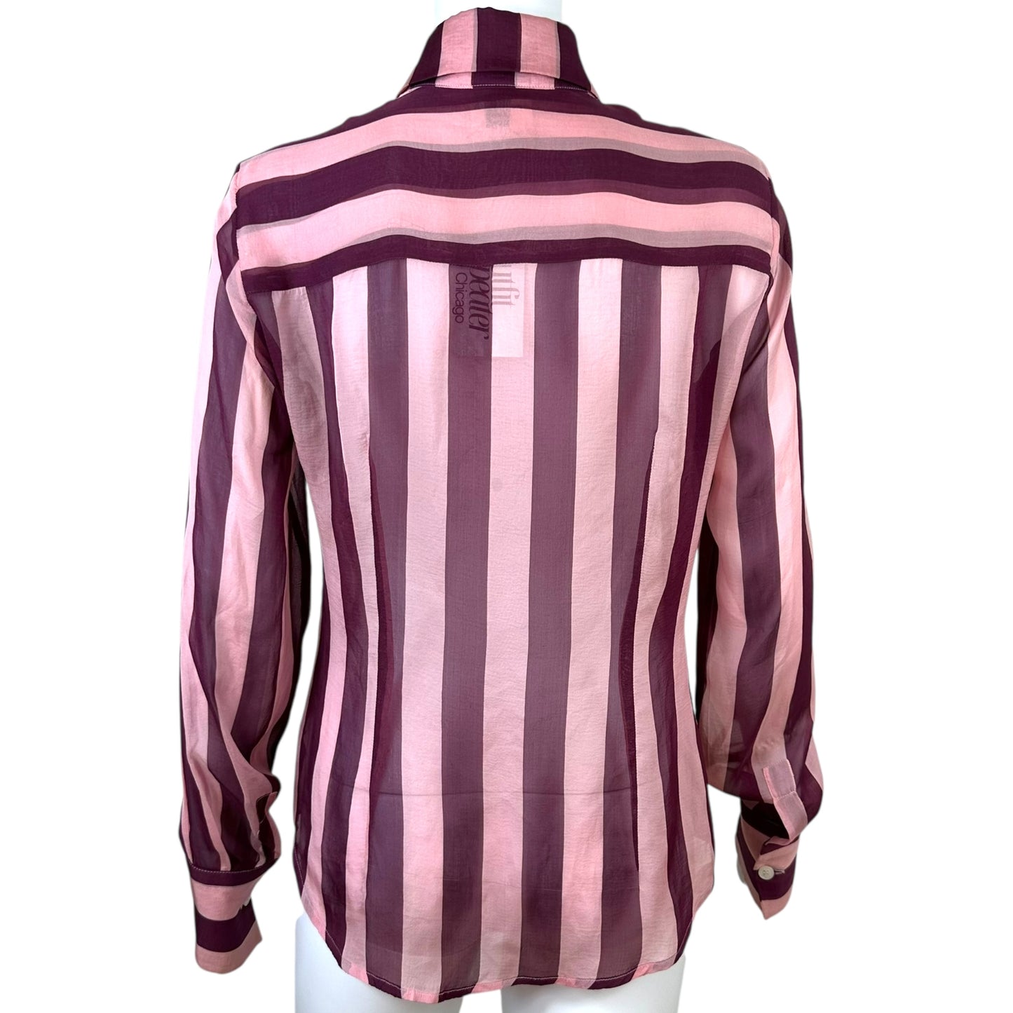 D&G Dolce & Gabbana Pink Striped Sheer Silk Blouse Top