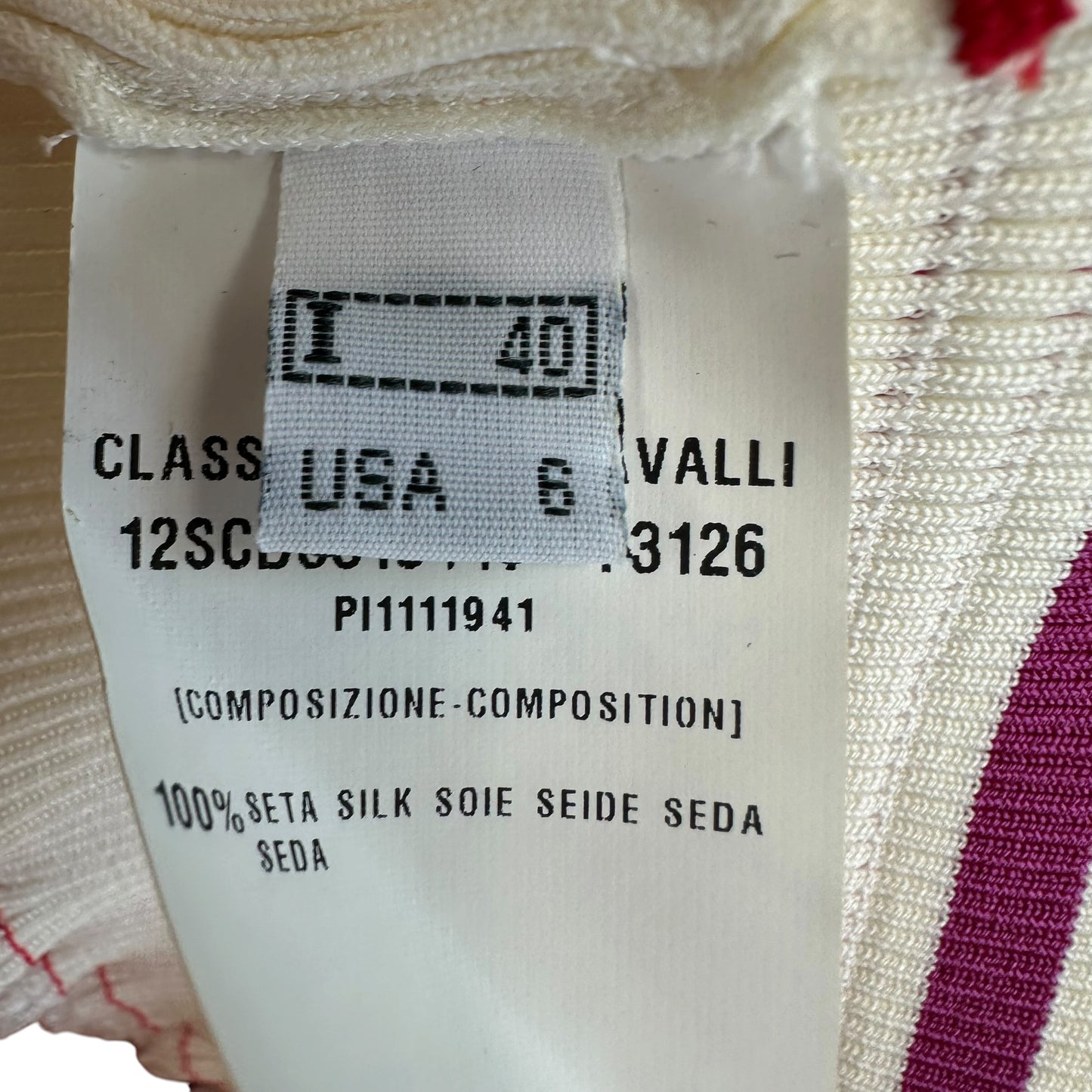 Roberto Cavalli Class White & Red Floral Print Sheer Silk Wide Sleeve Blouse