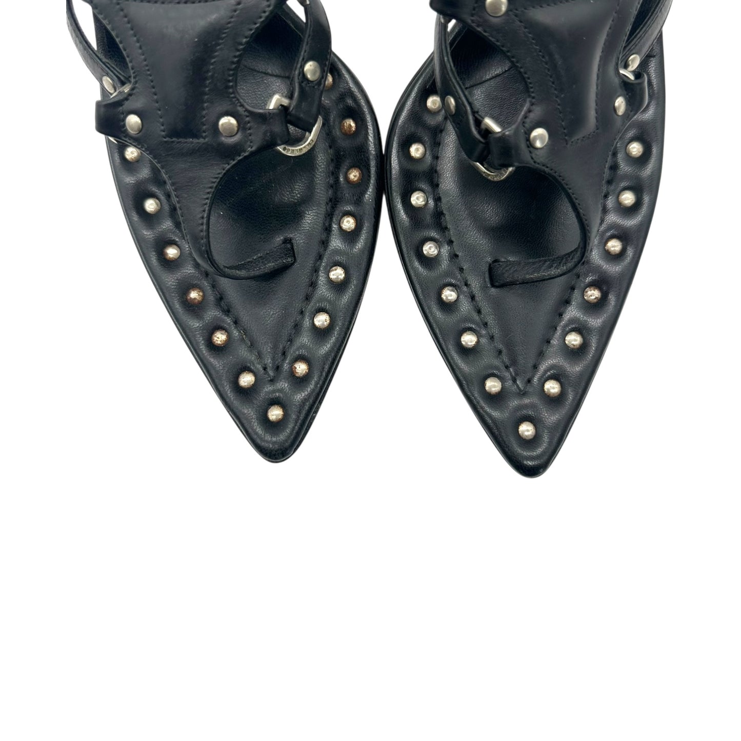 Gianmarco Lorenzi Pointed Toe Studded Flip Flop Heels