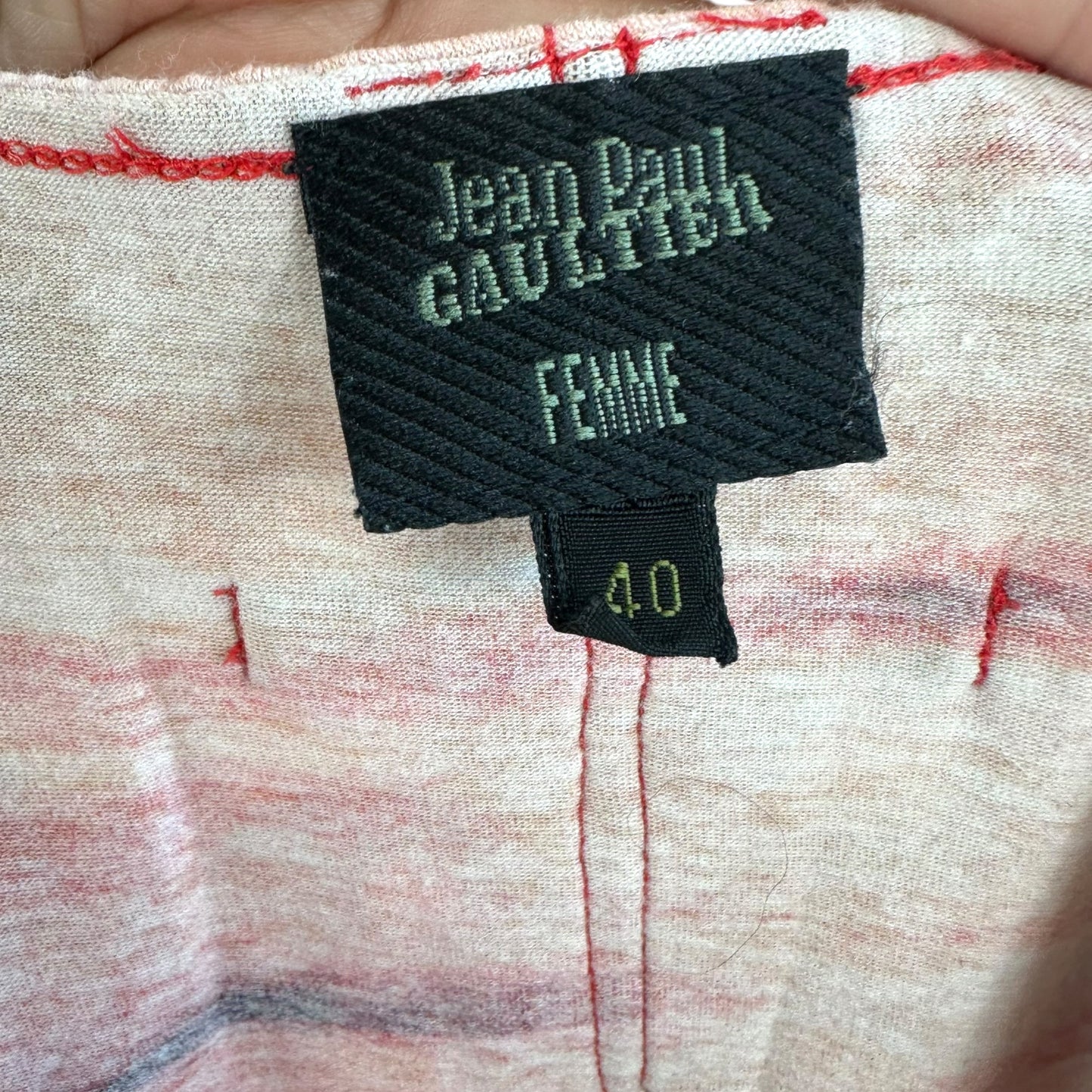 Jean Paul Gaultier Mesh Overlay Tank Orange Burgundy