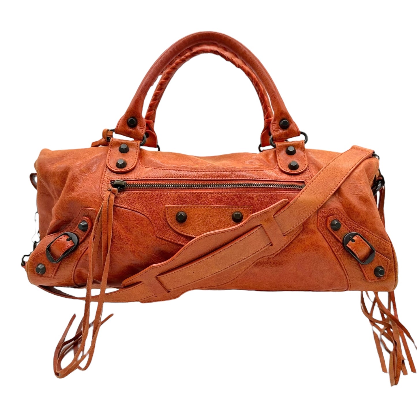 Balenciaga Orange Leather City Twiggy Bag