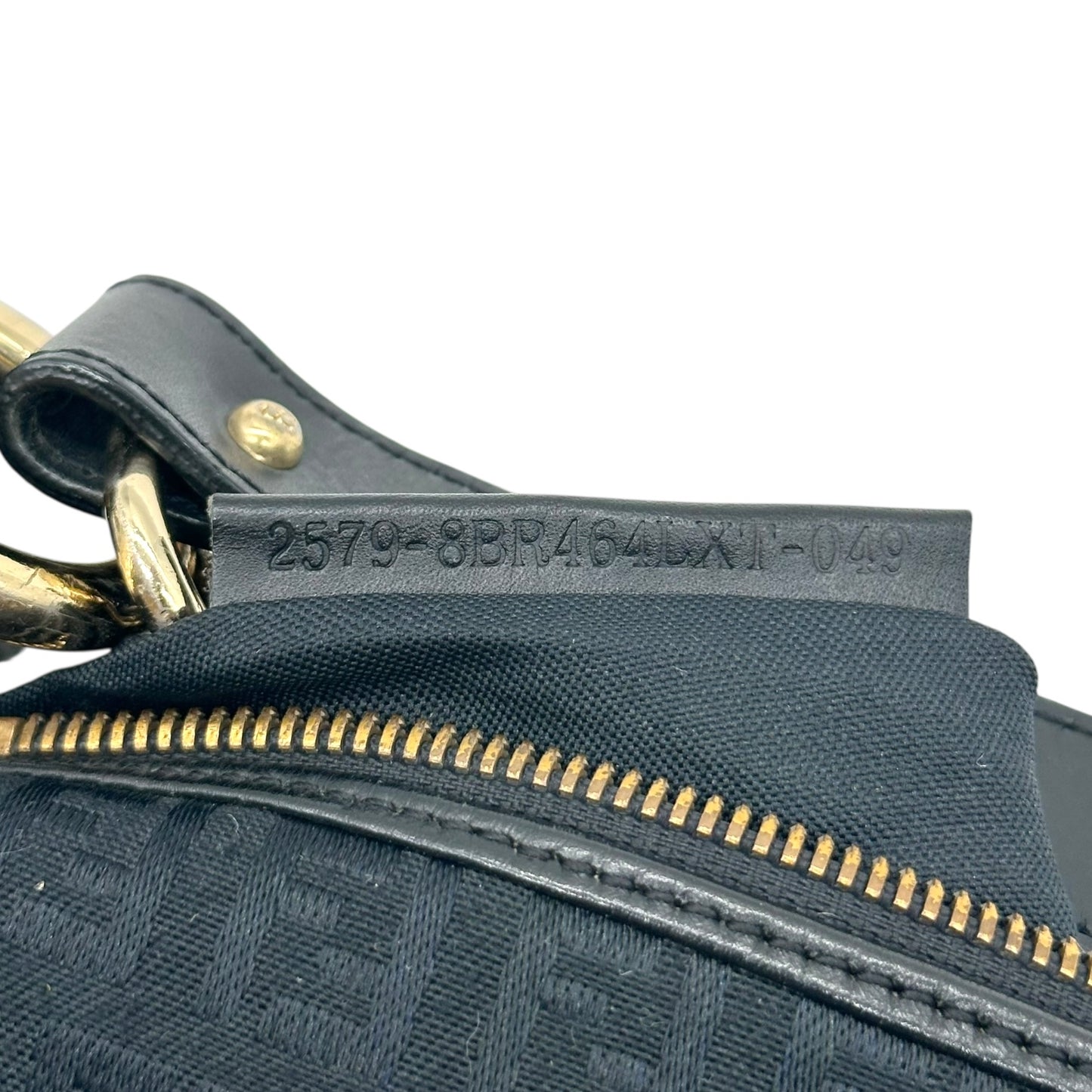 Fendi Black Zucchino Monogram Leather Trim Shoulder Bag